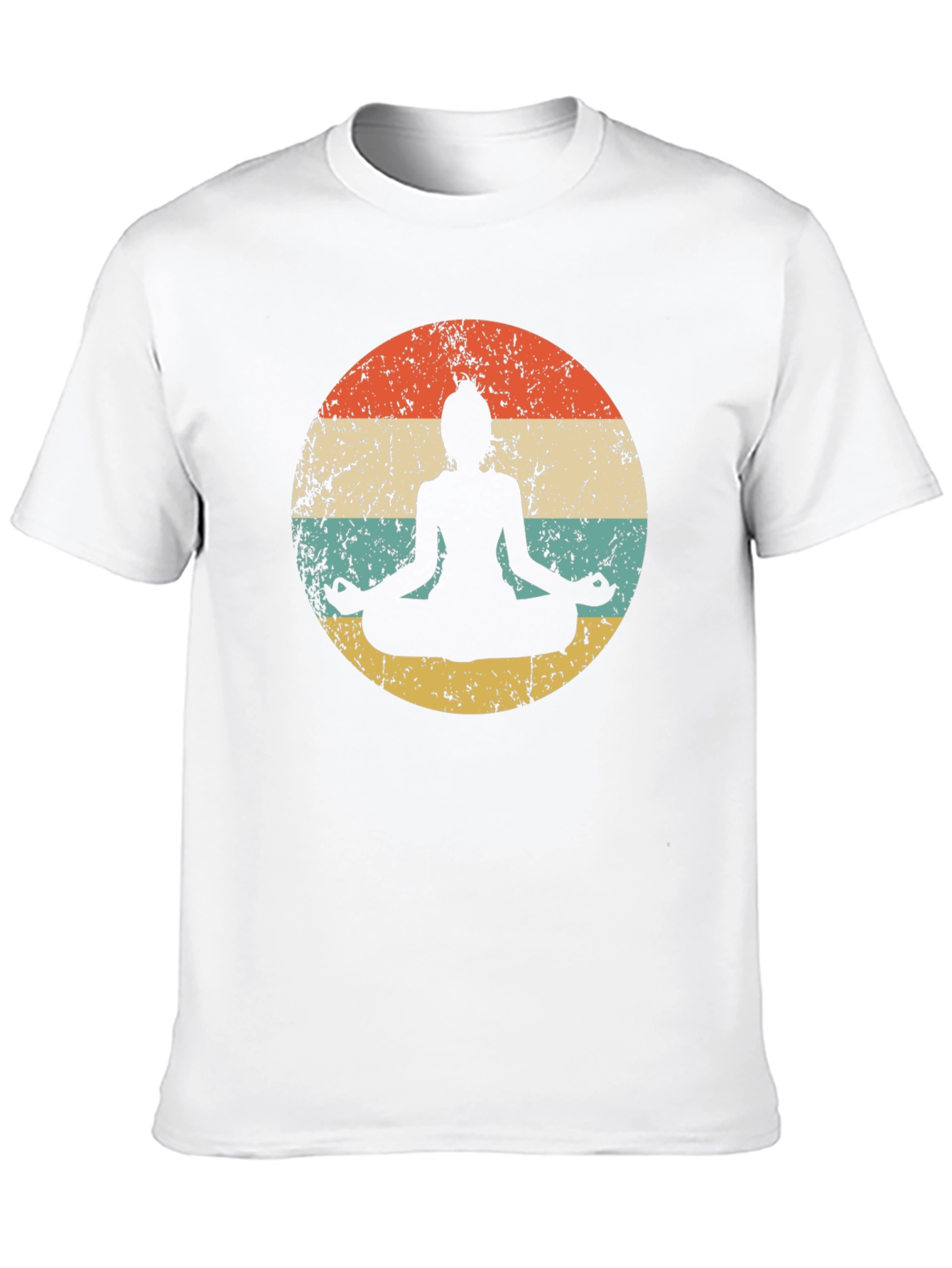 Retro Yoga Meditation T-Shirt - Distressed Design