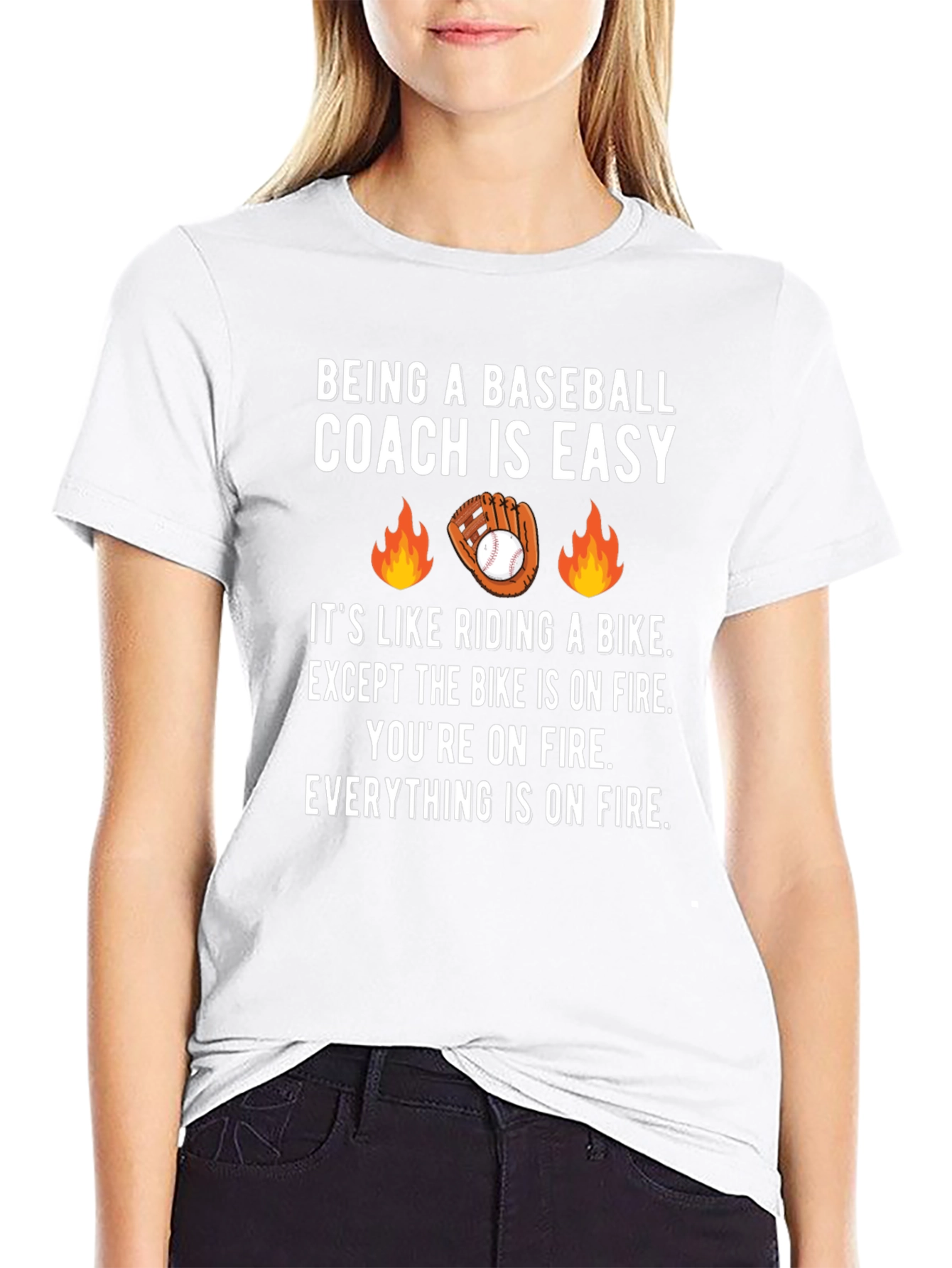 Baseball Coach On Fire T-Shirt - Funny Coaching Tee