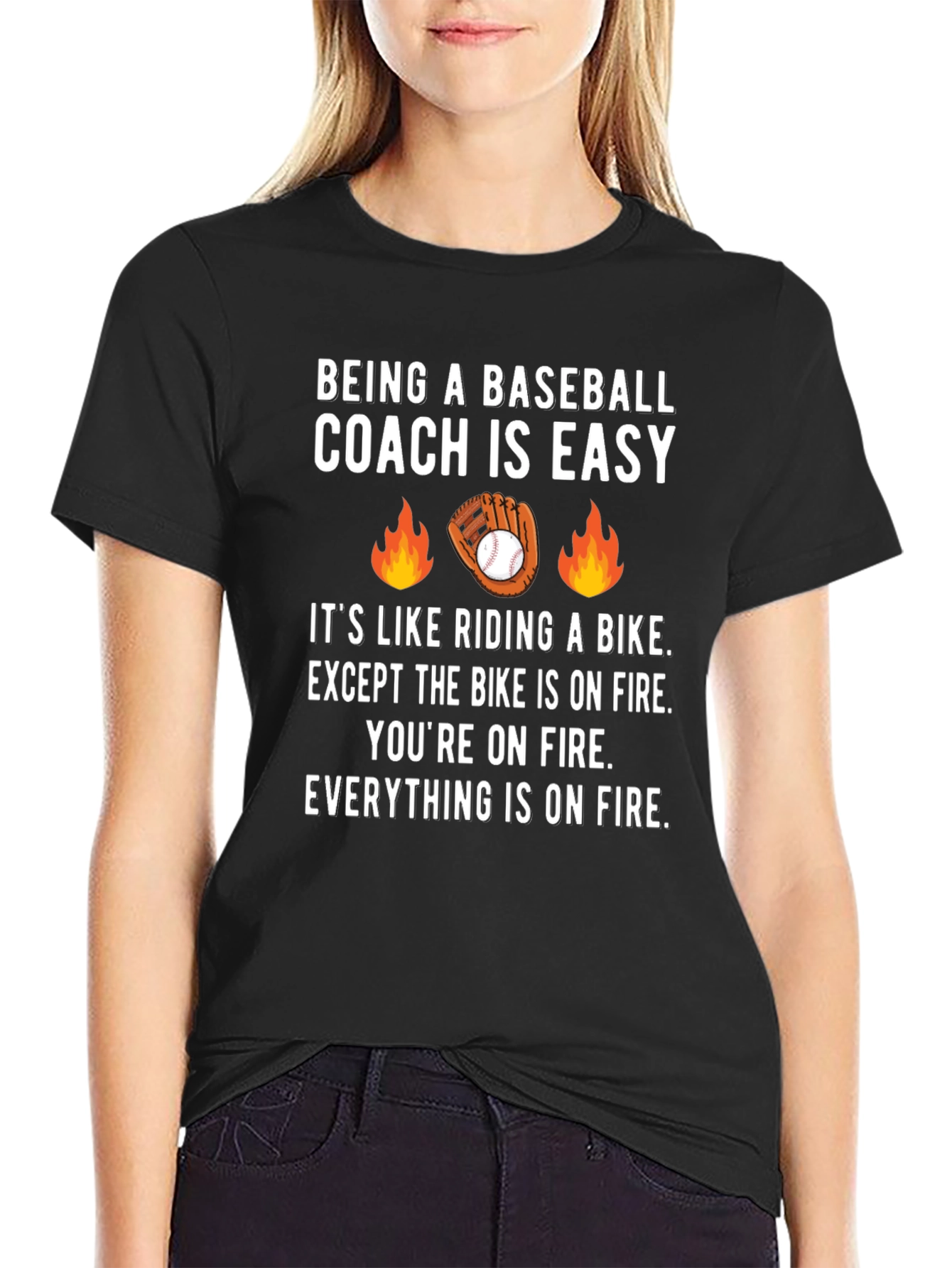 Baseball Coach On Fire T-Shirt - Funny Coaching Tee