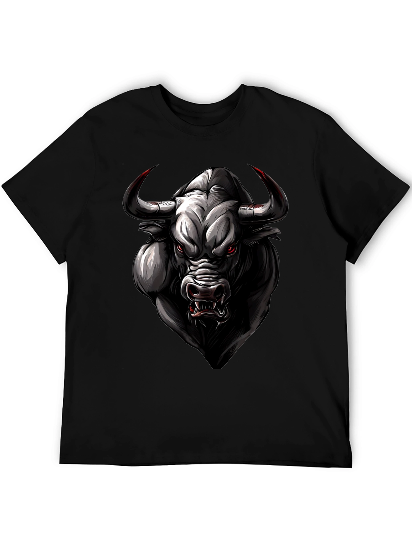 Bull Graphic Tee - Black Animal Print Shirt
