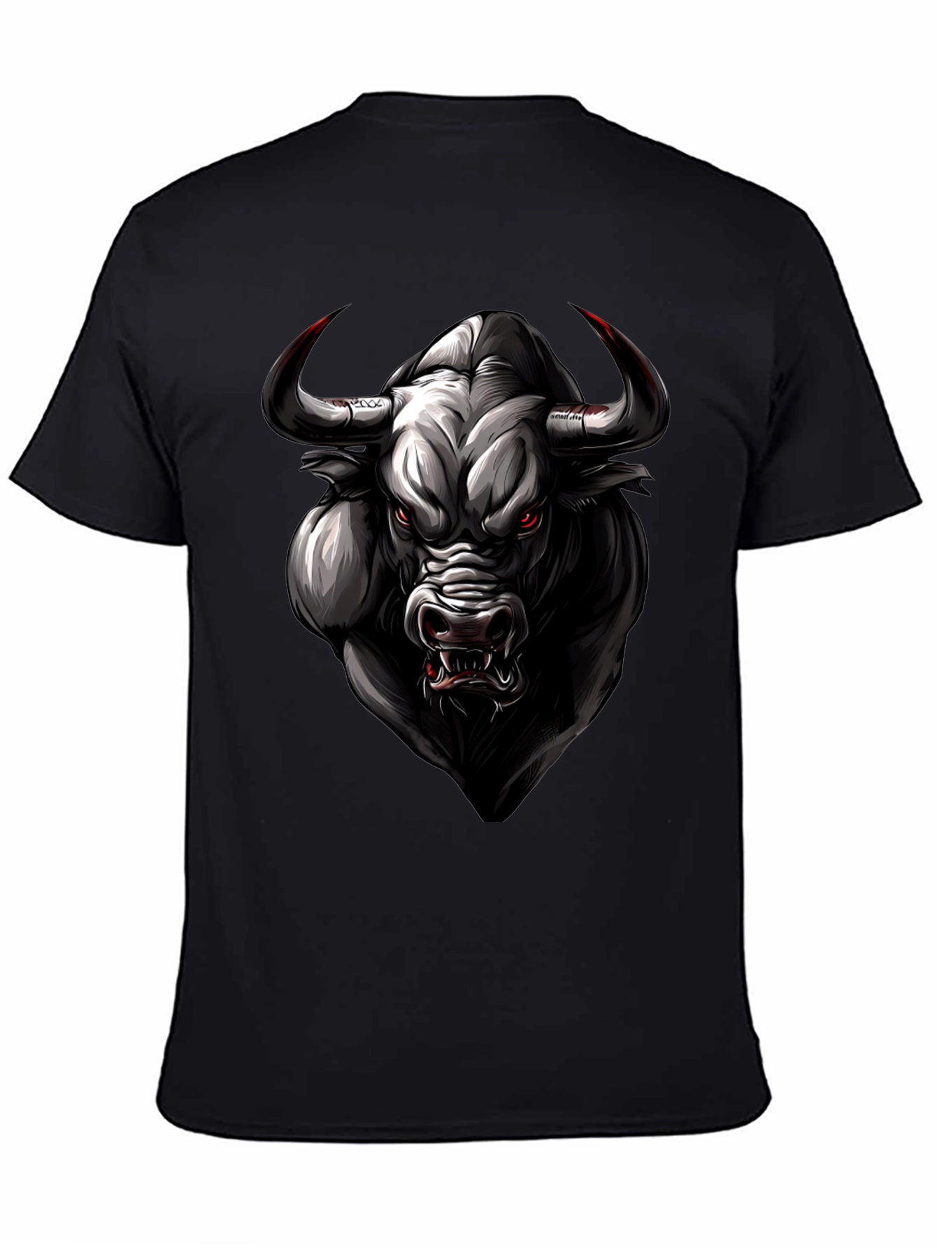 Bull Graphic Tee - Black Animal Print Shirt