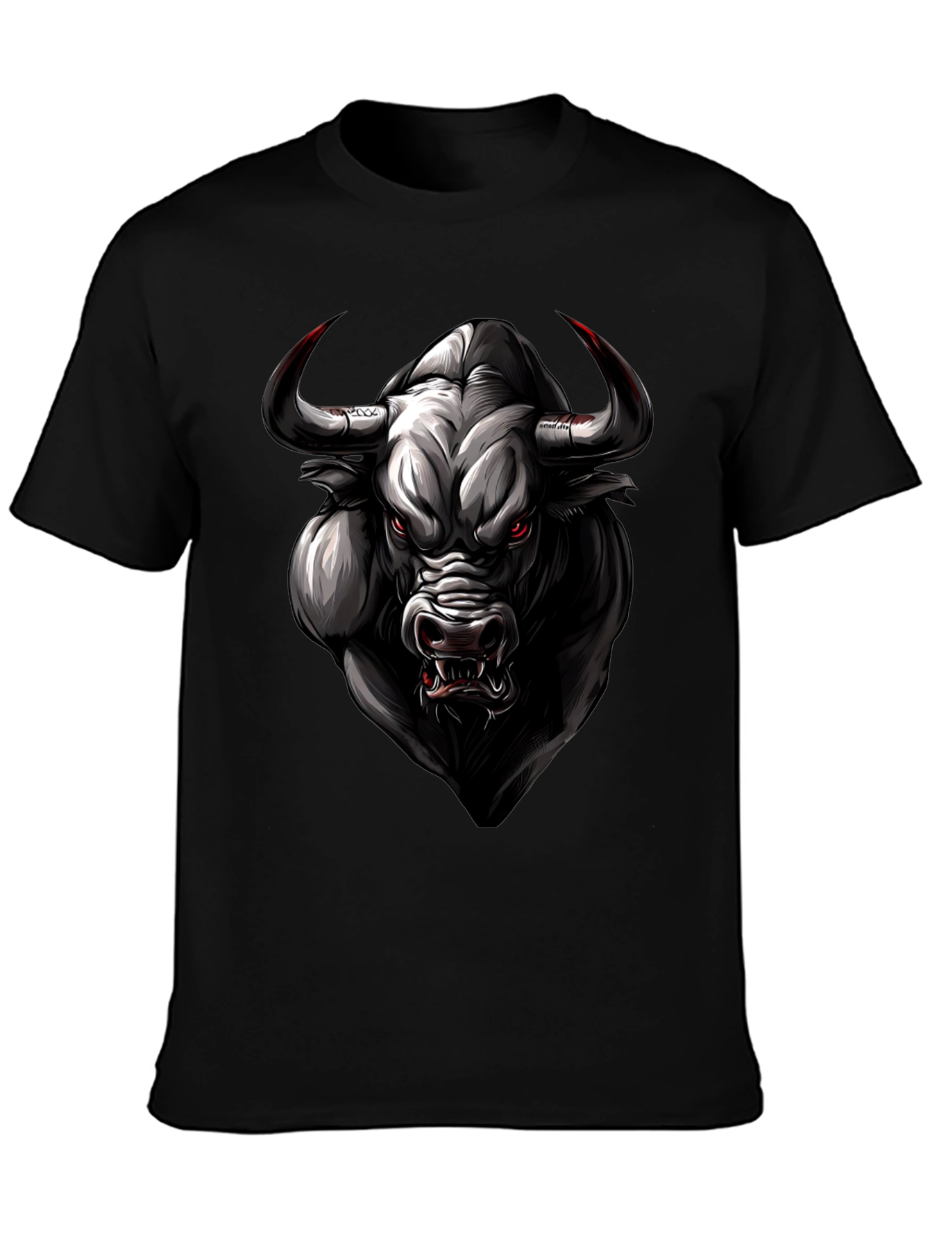 Bull Graphic Tee - Black Animal Print Shirt