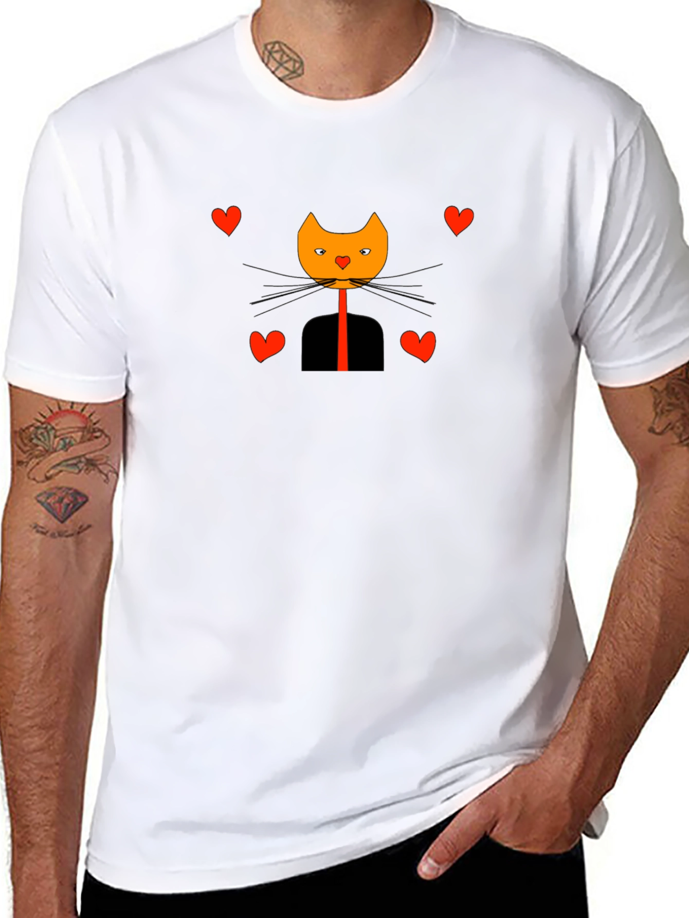 Cat in Suit Valentines Day Graphic Tee