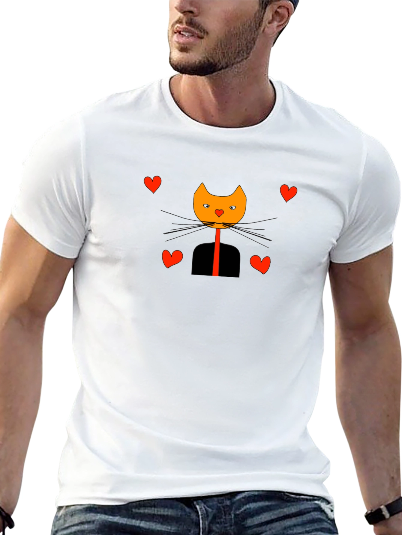 Cat in Suit Valentines Day Graphic Tee