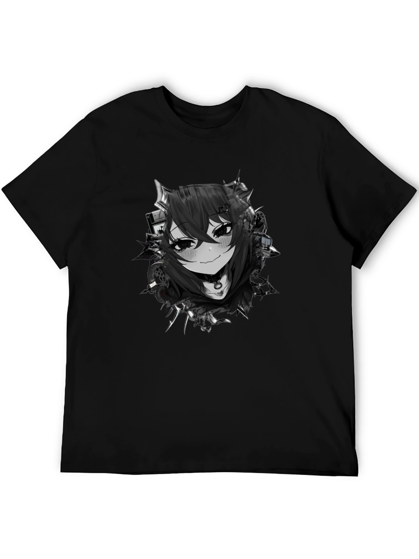Anime Girl Graphic Black T-Shirt