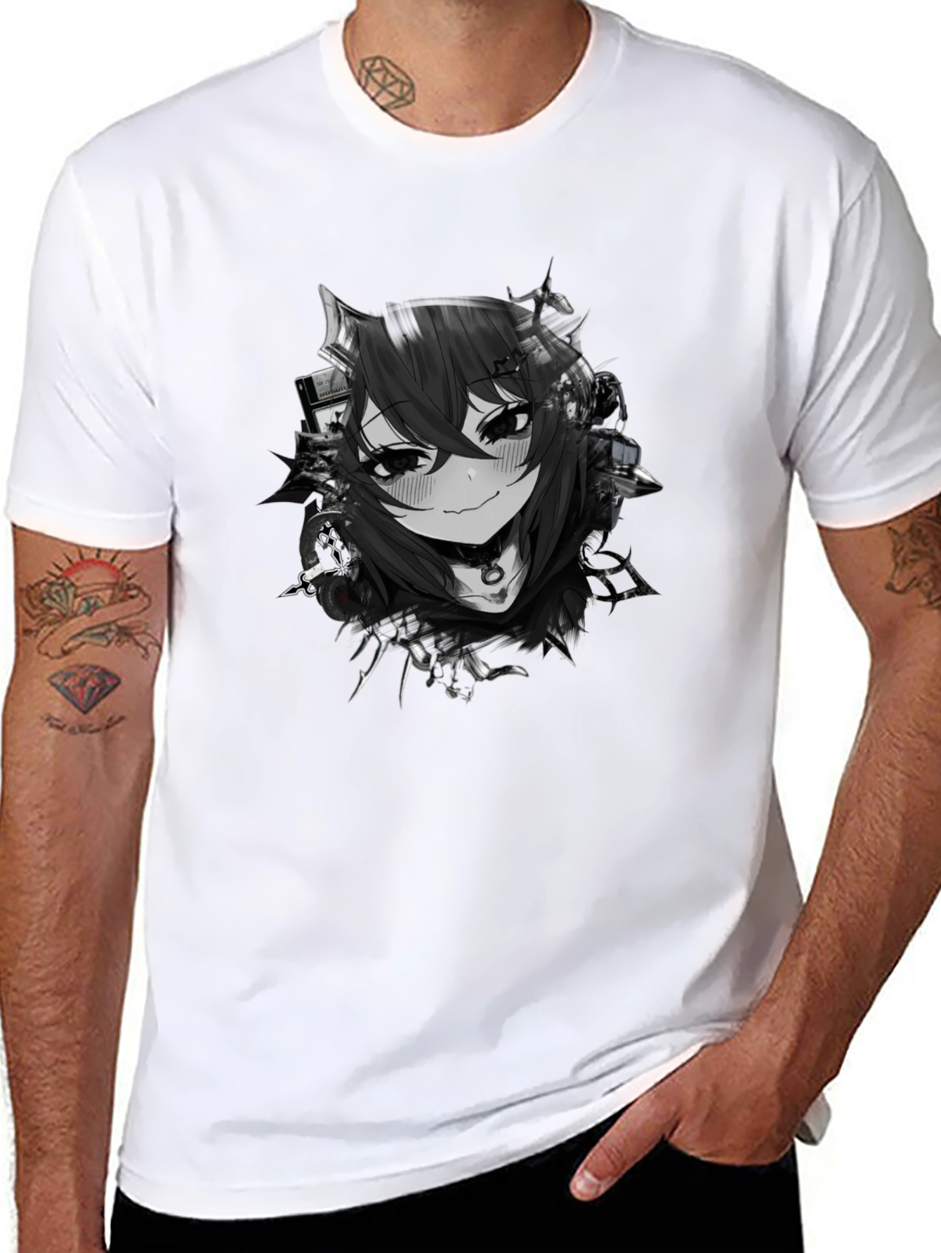 Anime Girl Graphic Black T-Shirt