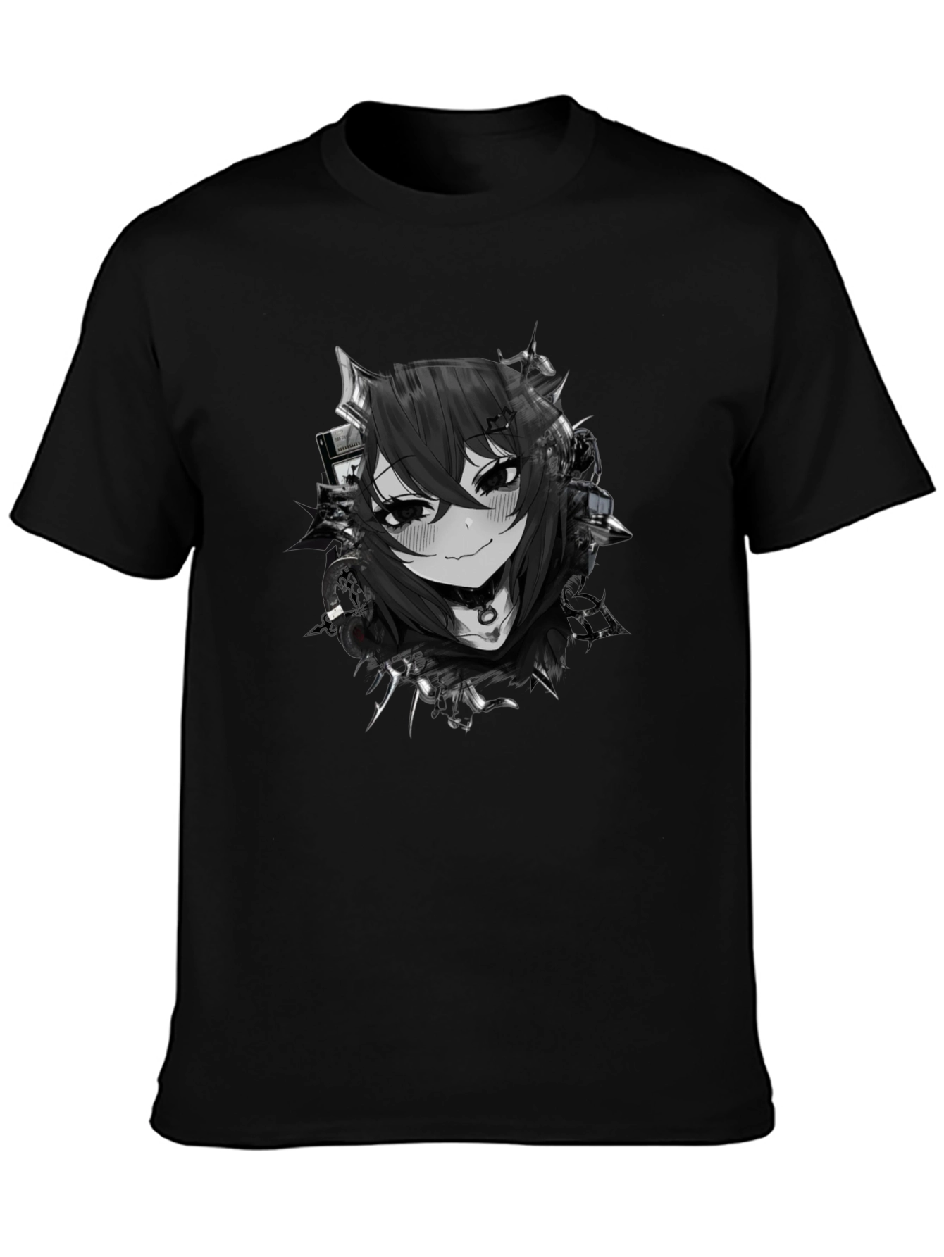 Anime Girl Graphic Black T-Shirt