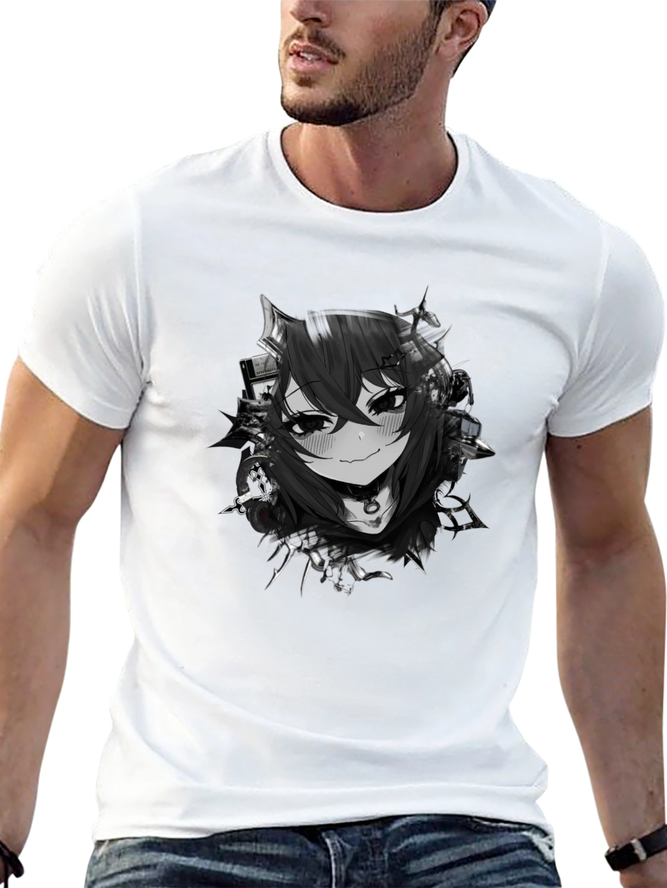 Anime Girl Graphic Black T-Shirt