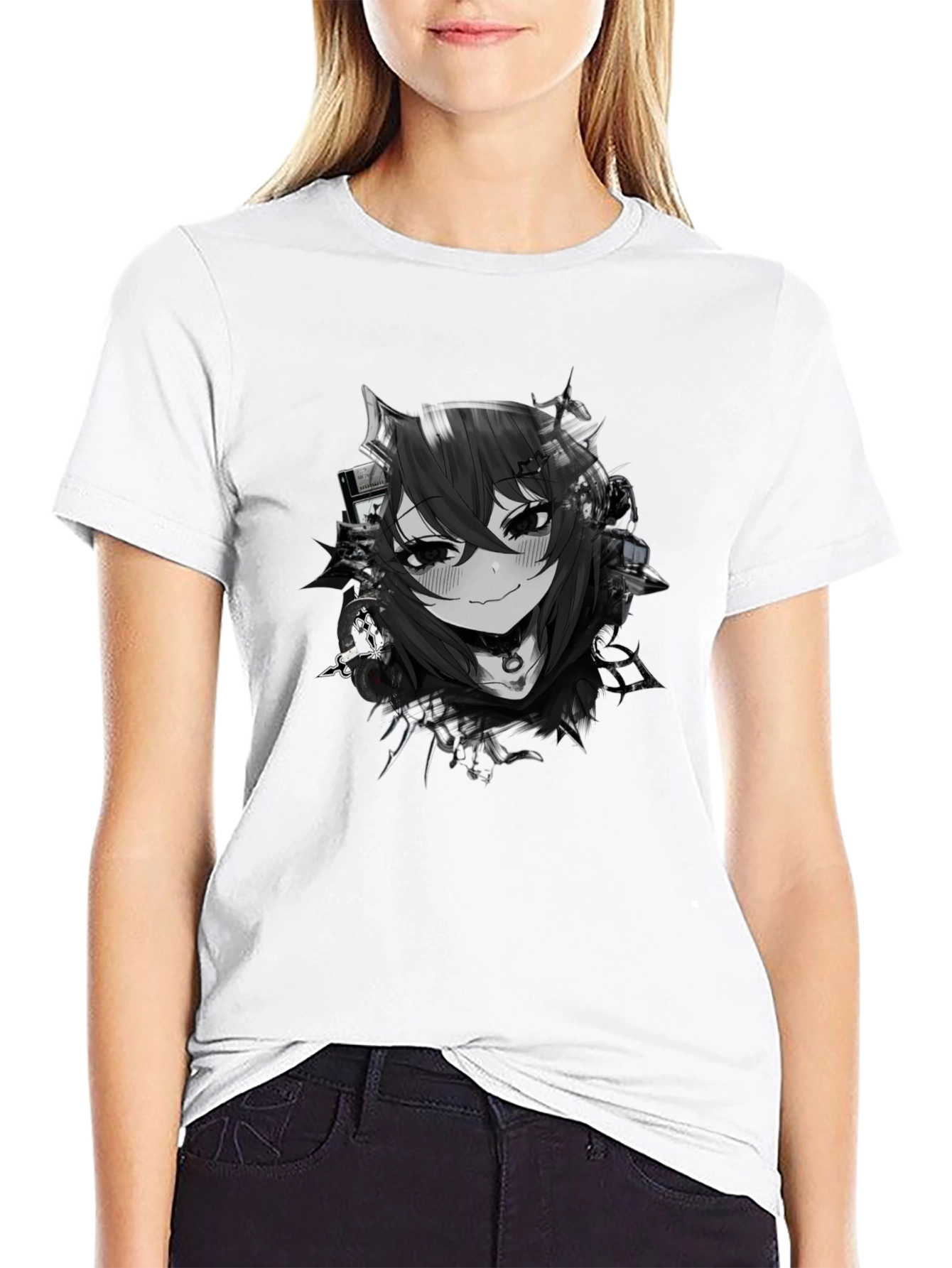 Anime Girl Graphic Black T-Shirt