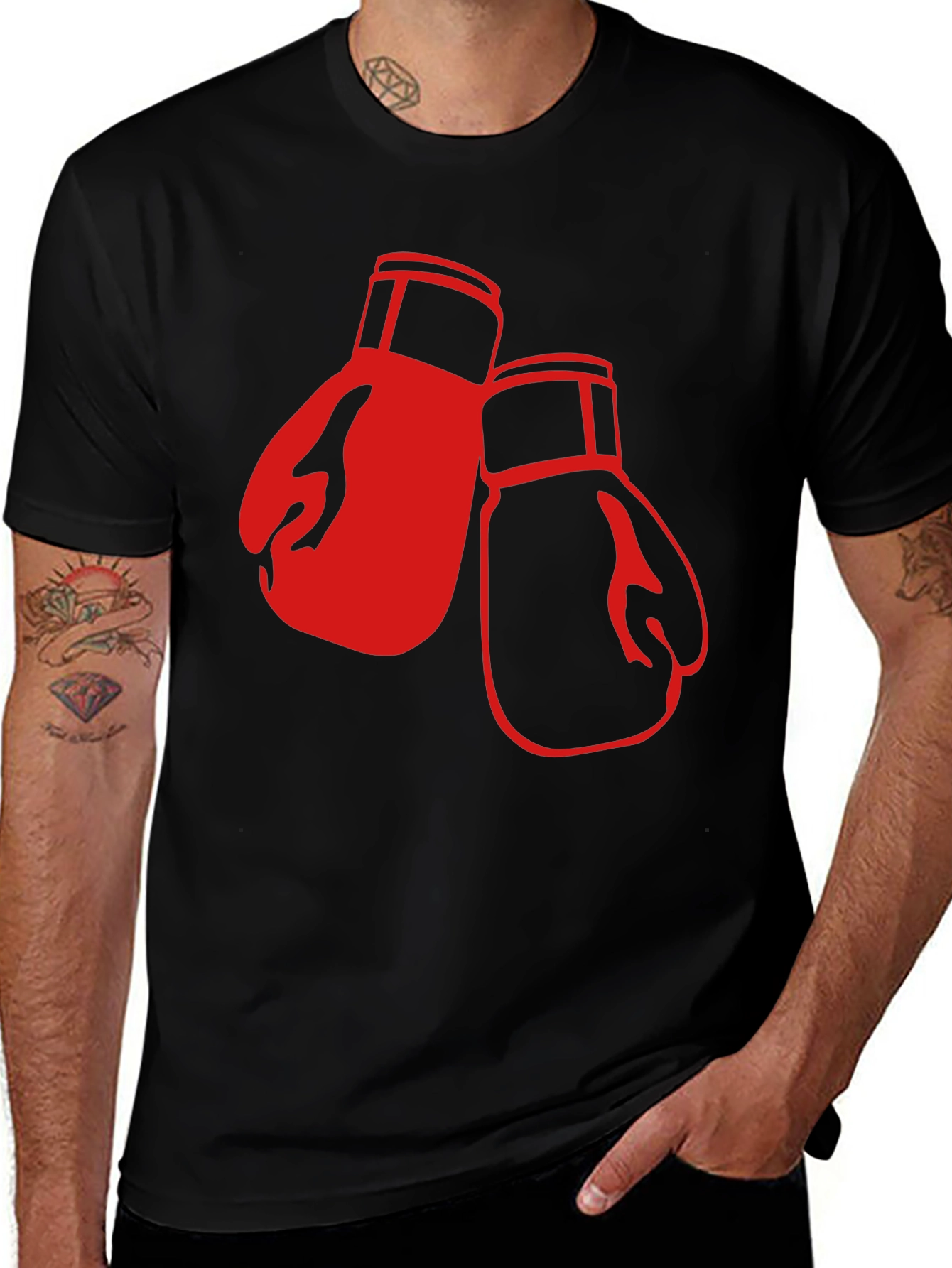 Boxing Gloves Graphic T-Shirt - Black