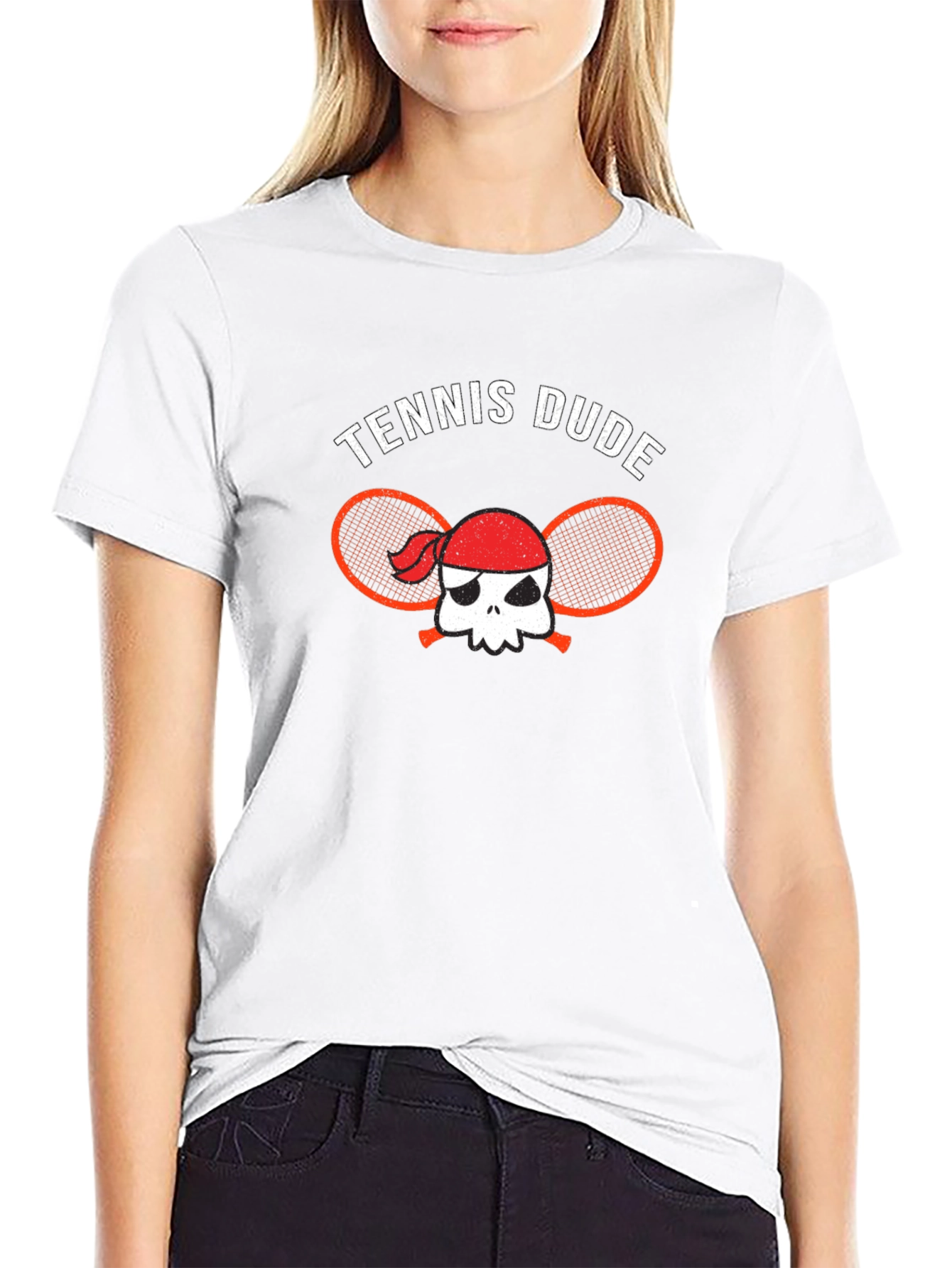 Tennis Dude T-Shirt - Skull Pirate Tennis Racquet