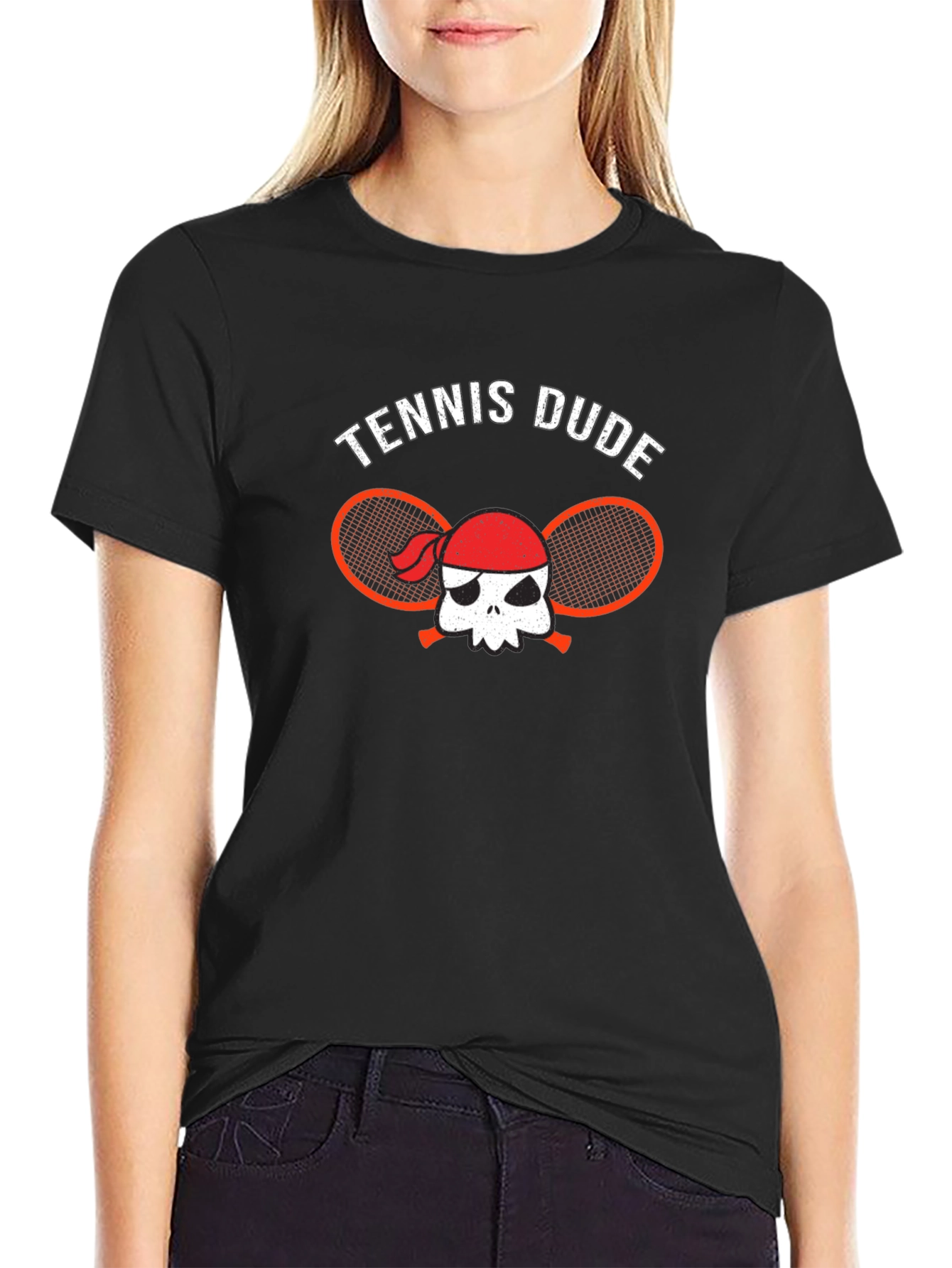 Tennis Dude T-Shirt - Skull Pirate Tennis Racquet