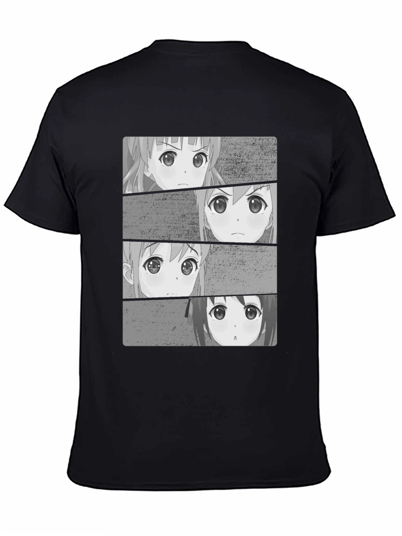 Anime Faces Black T-Shirt
