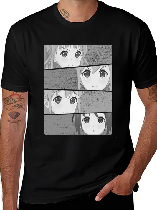 Anime Faces Black T-Shirt