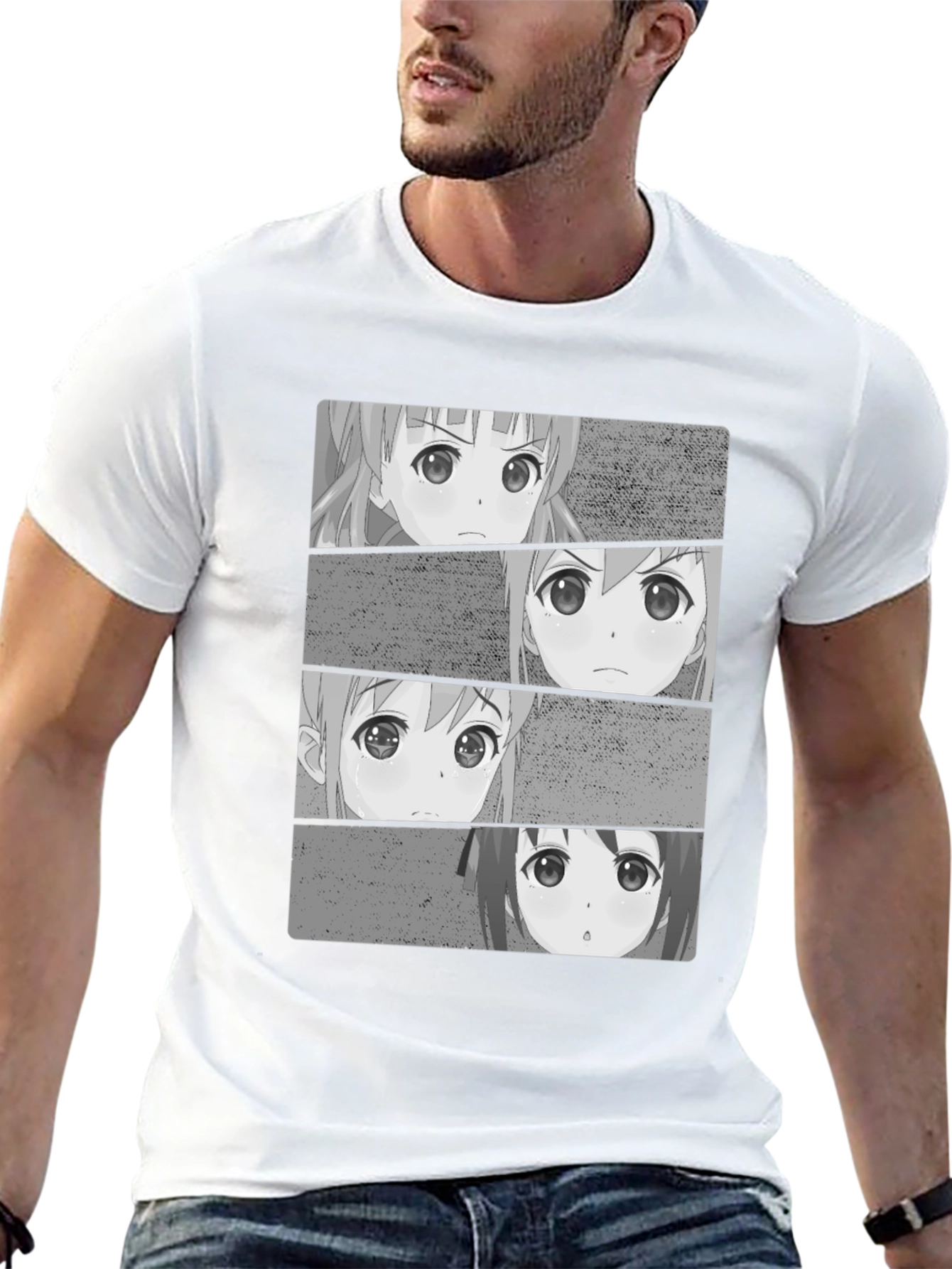 Anime Faces Black T-Shirt