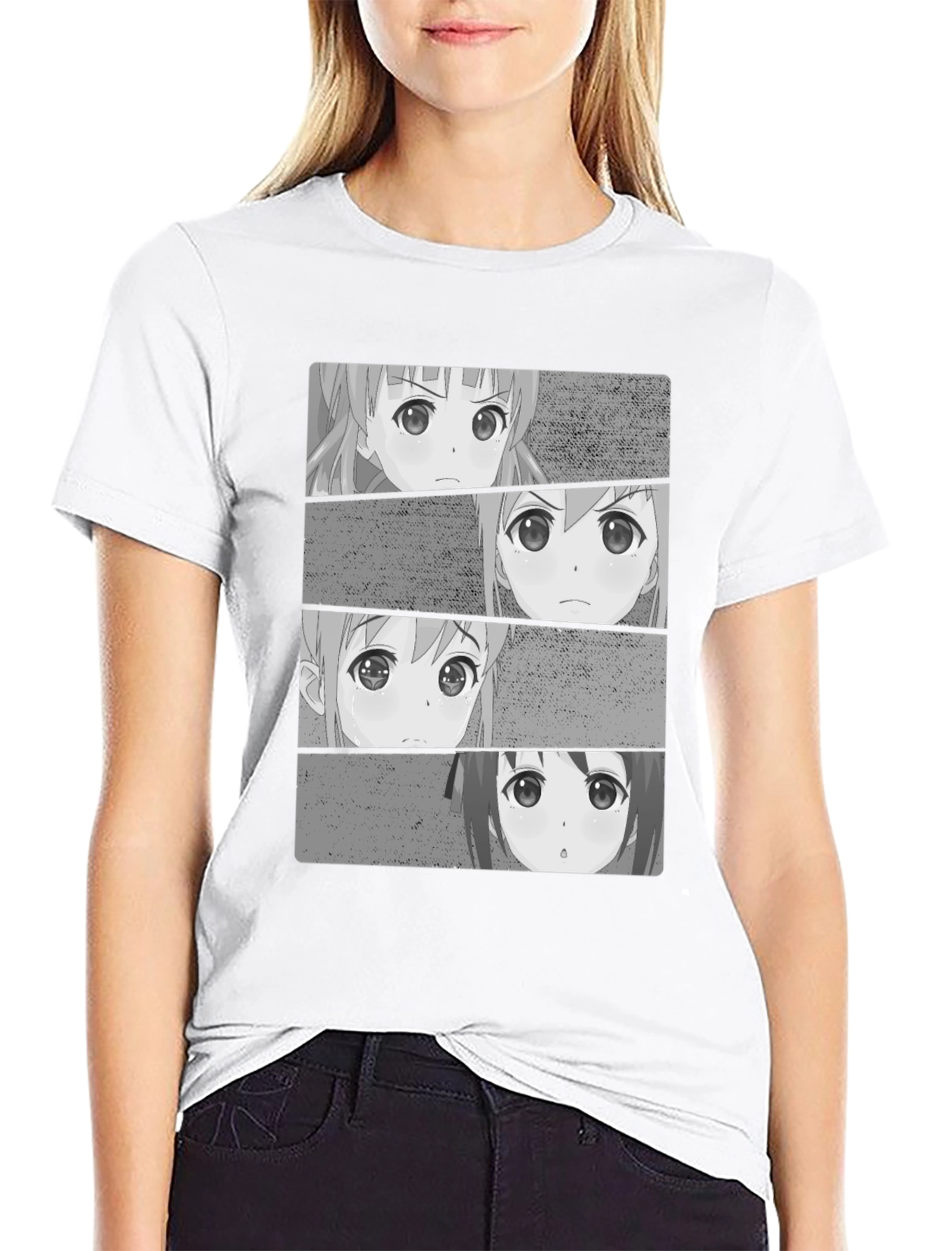 Anime Faces Black T-Shirt