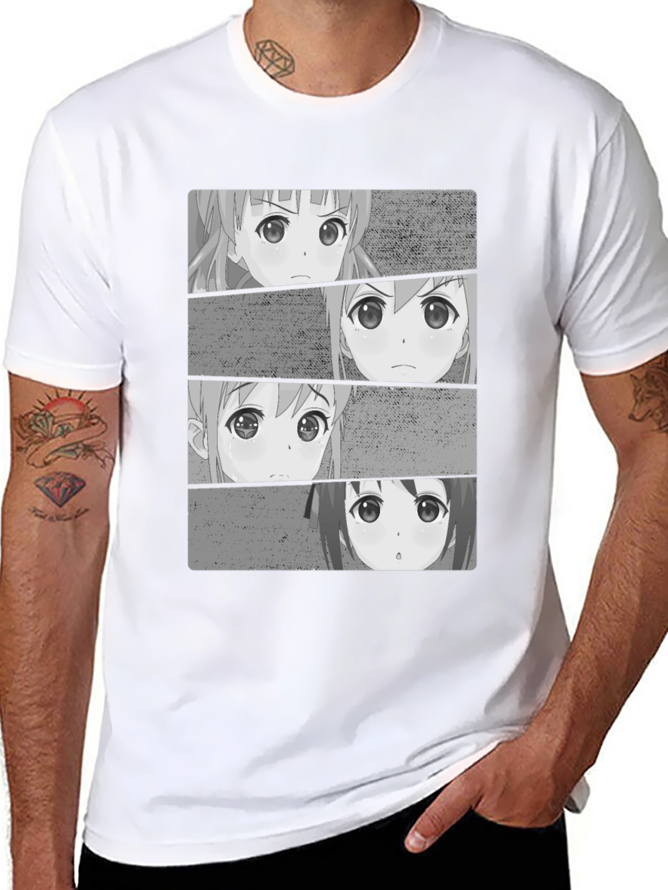 Anime Faces Black T-Shirt