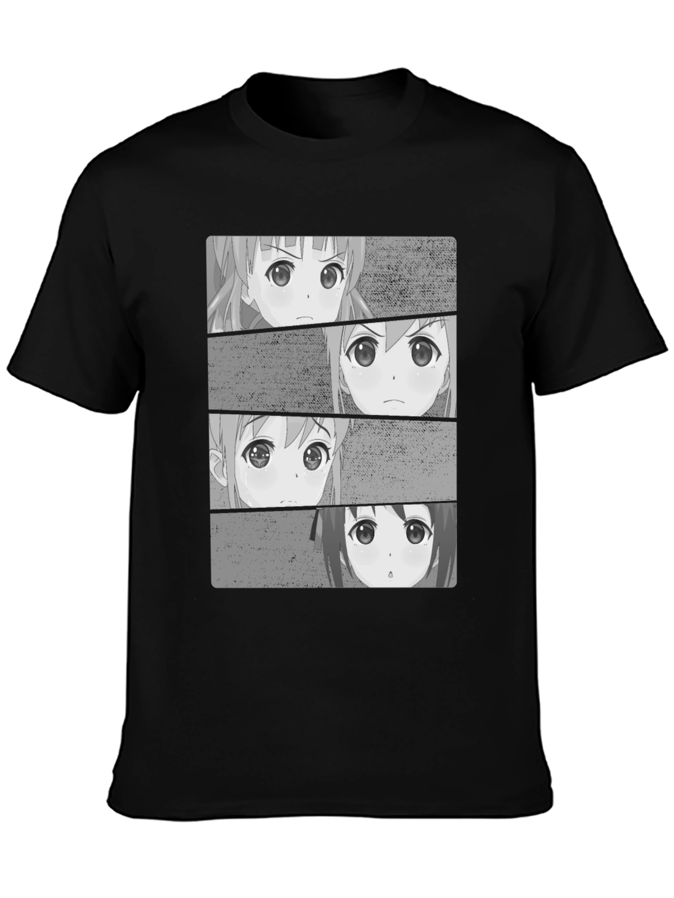 Anime Faces Black T-Shirt