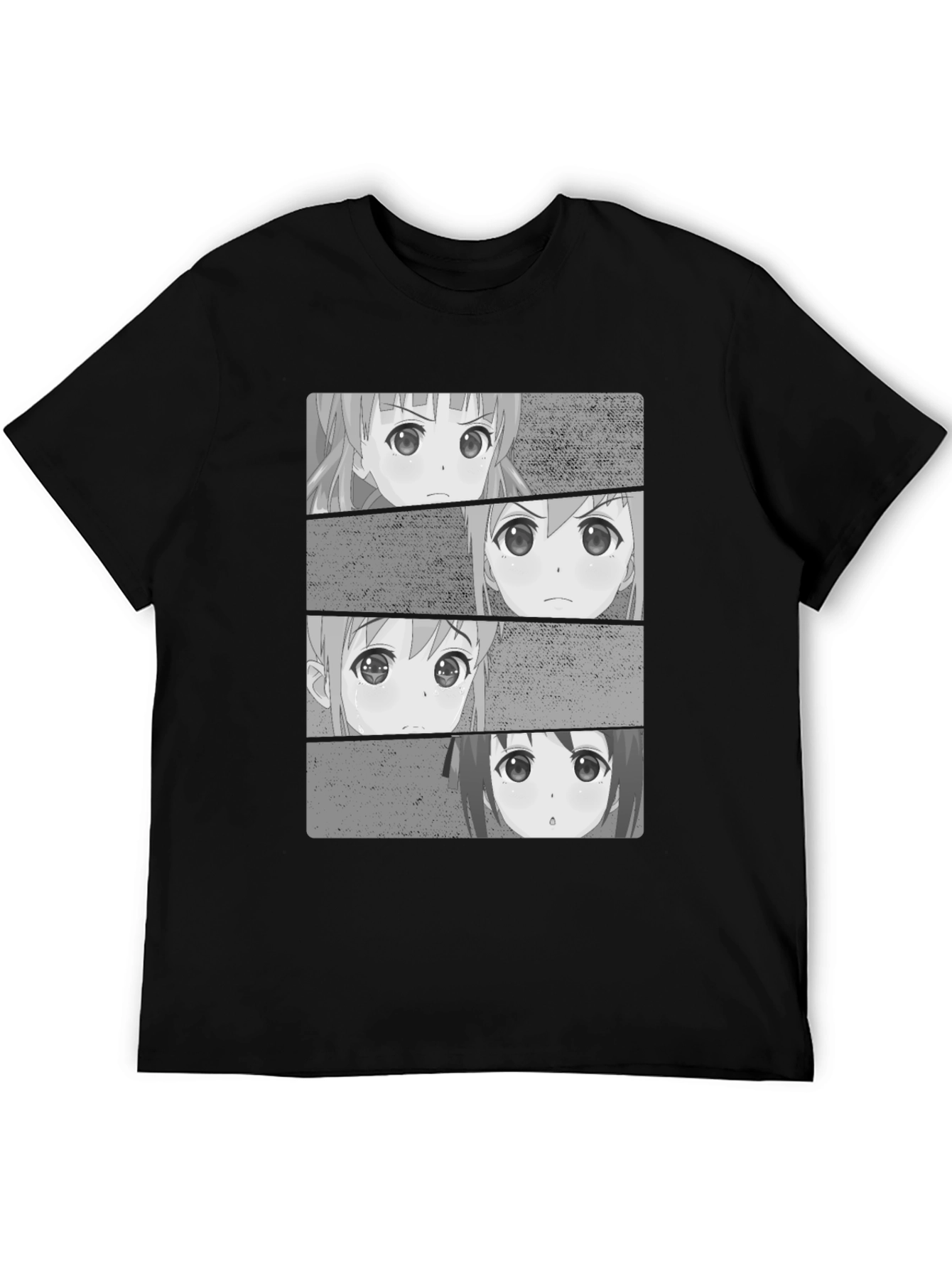 Anime Faces Black T-Shirt