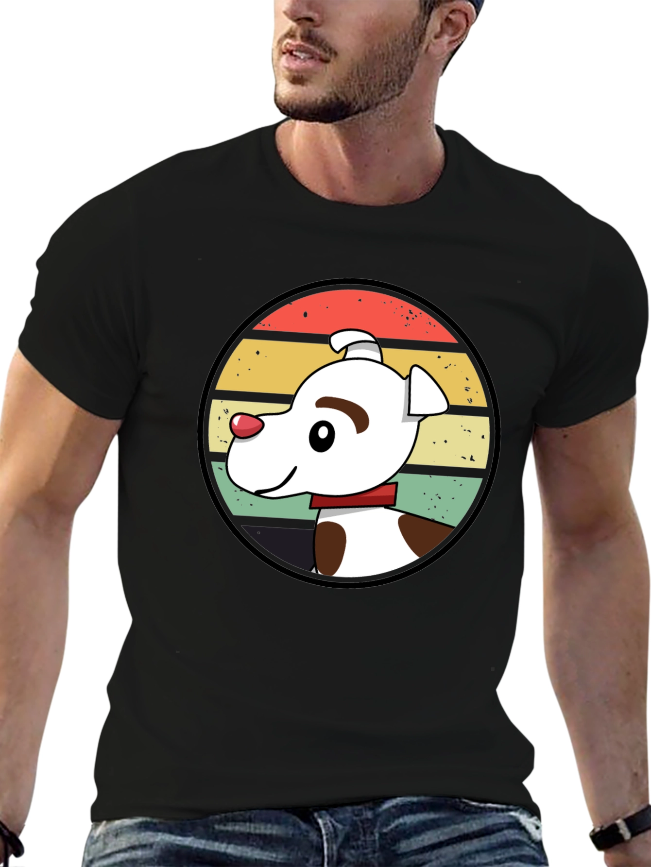 Retro Dog Graphic Tee - Unisex Black T-Shirt