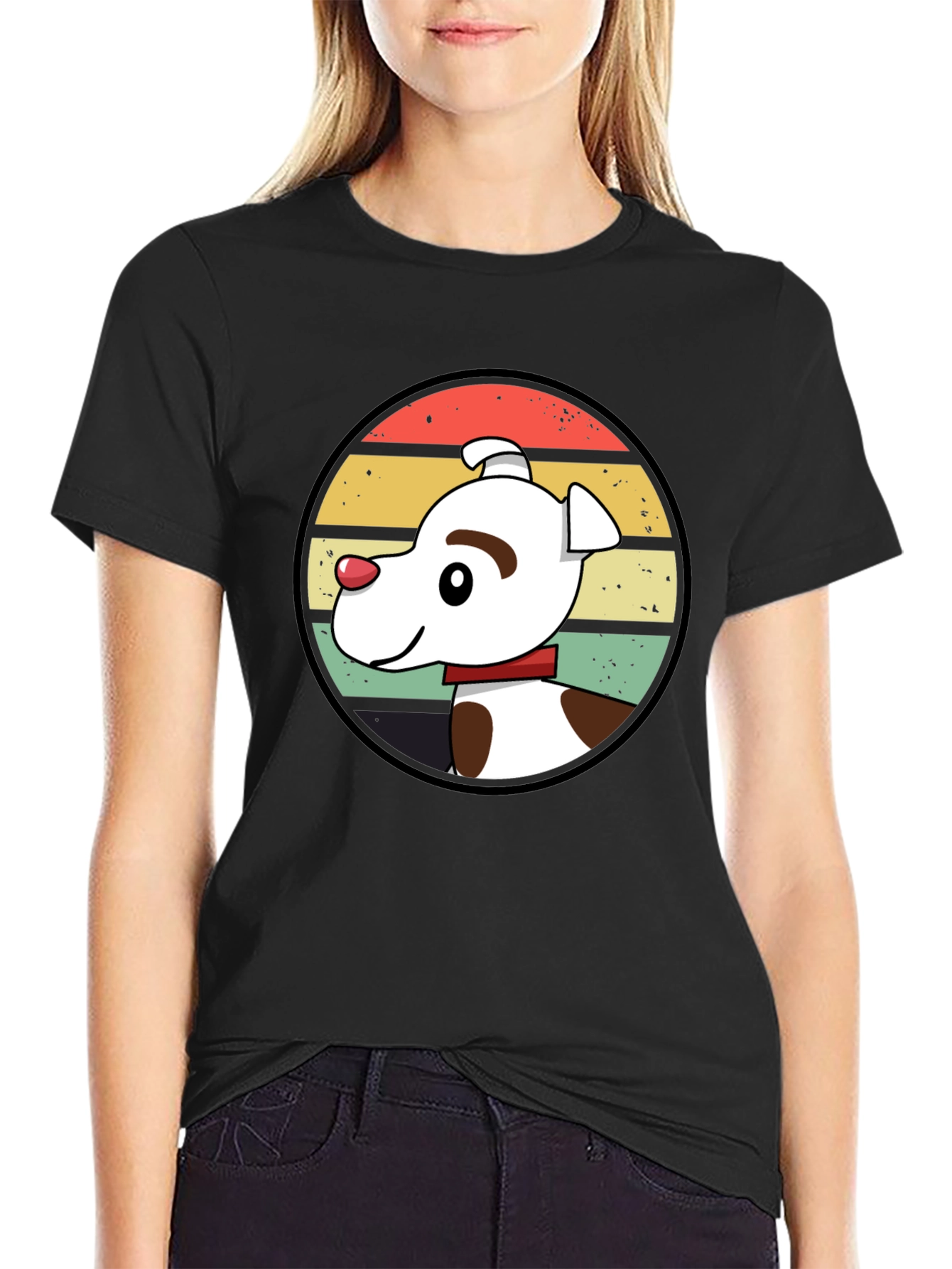 Retro Dog Graphic Tee - Unisex Black T-Shirt