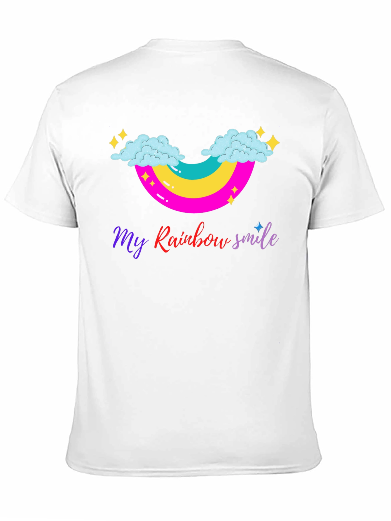 Rainbow Smile Graphic Tee - Black Cotton T-Shirt