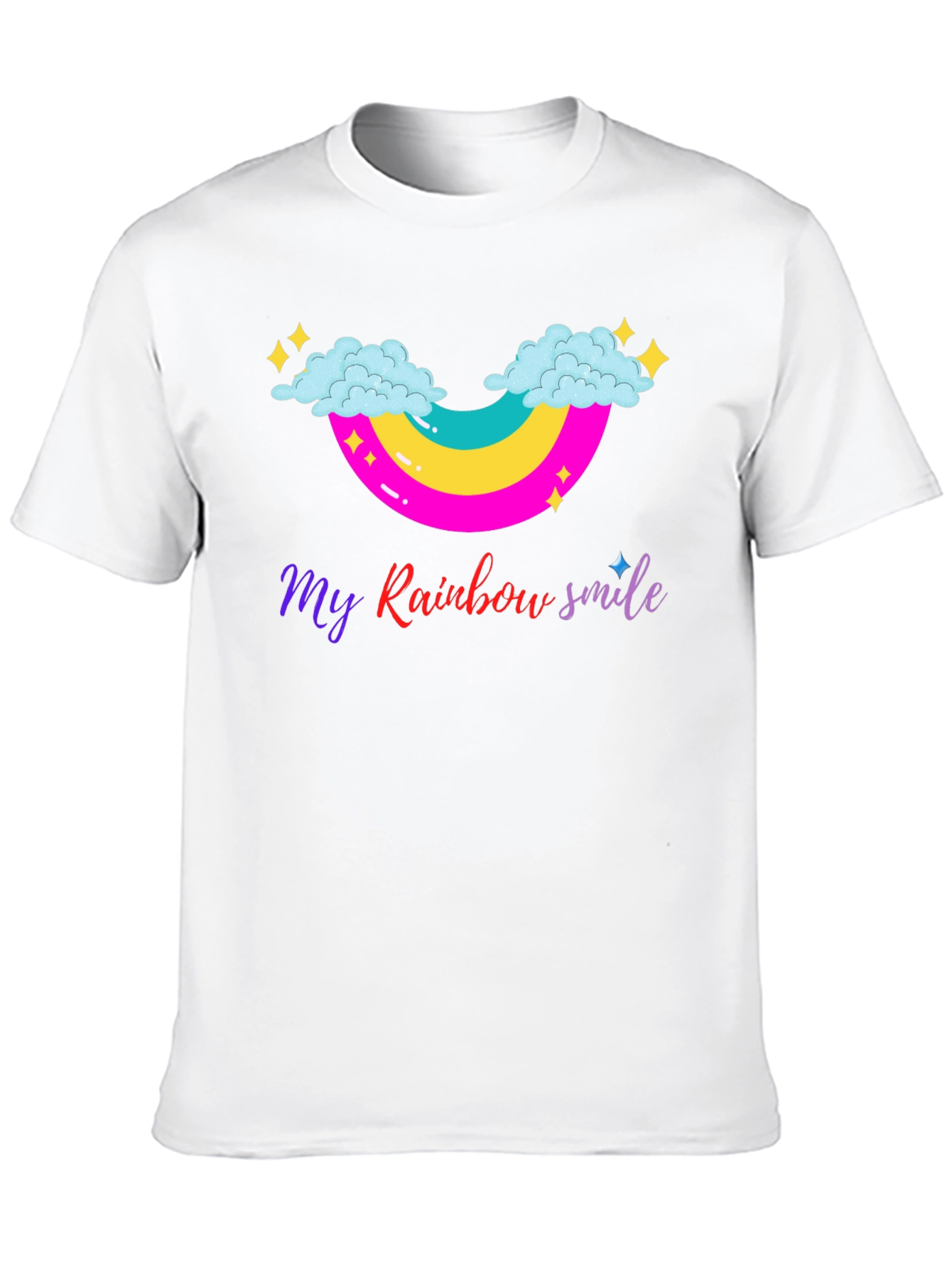 Rainbow Smile Graphic Tee - Black Cotton T-Shirt
