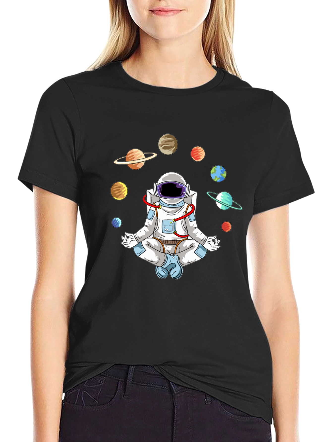 Astronaut Meditating in Space T-Shirt