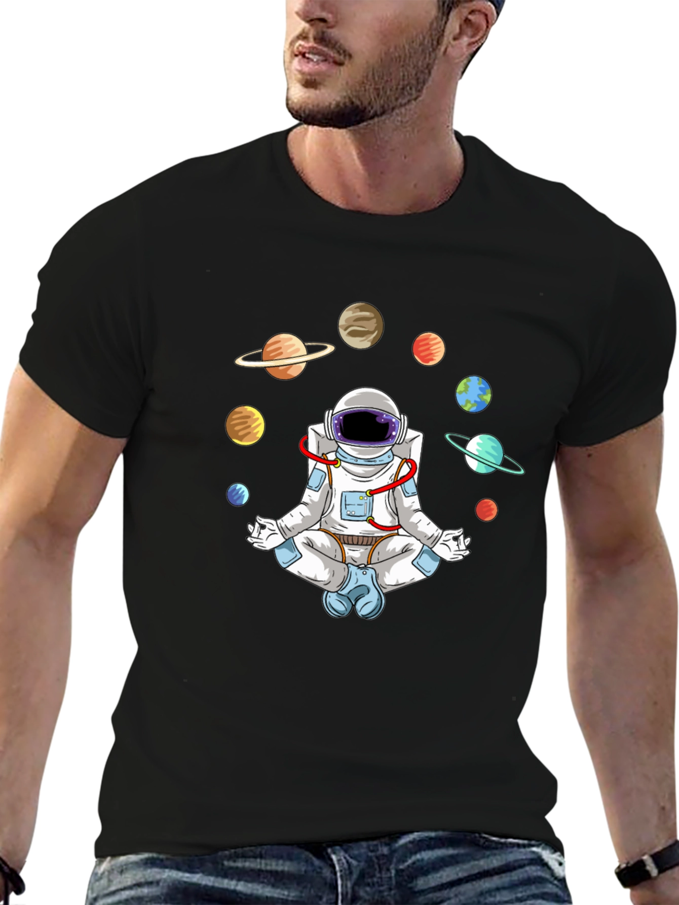 Astronaut Meditating in Space T-Shirt