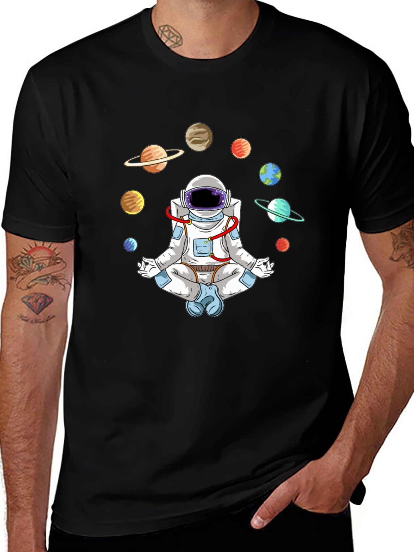 Astronaut Meditating in Space T-Shirt