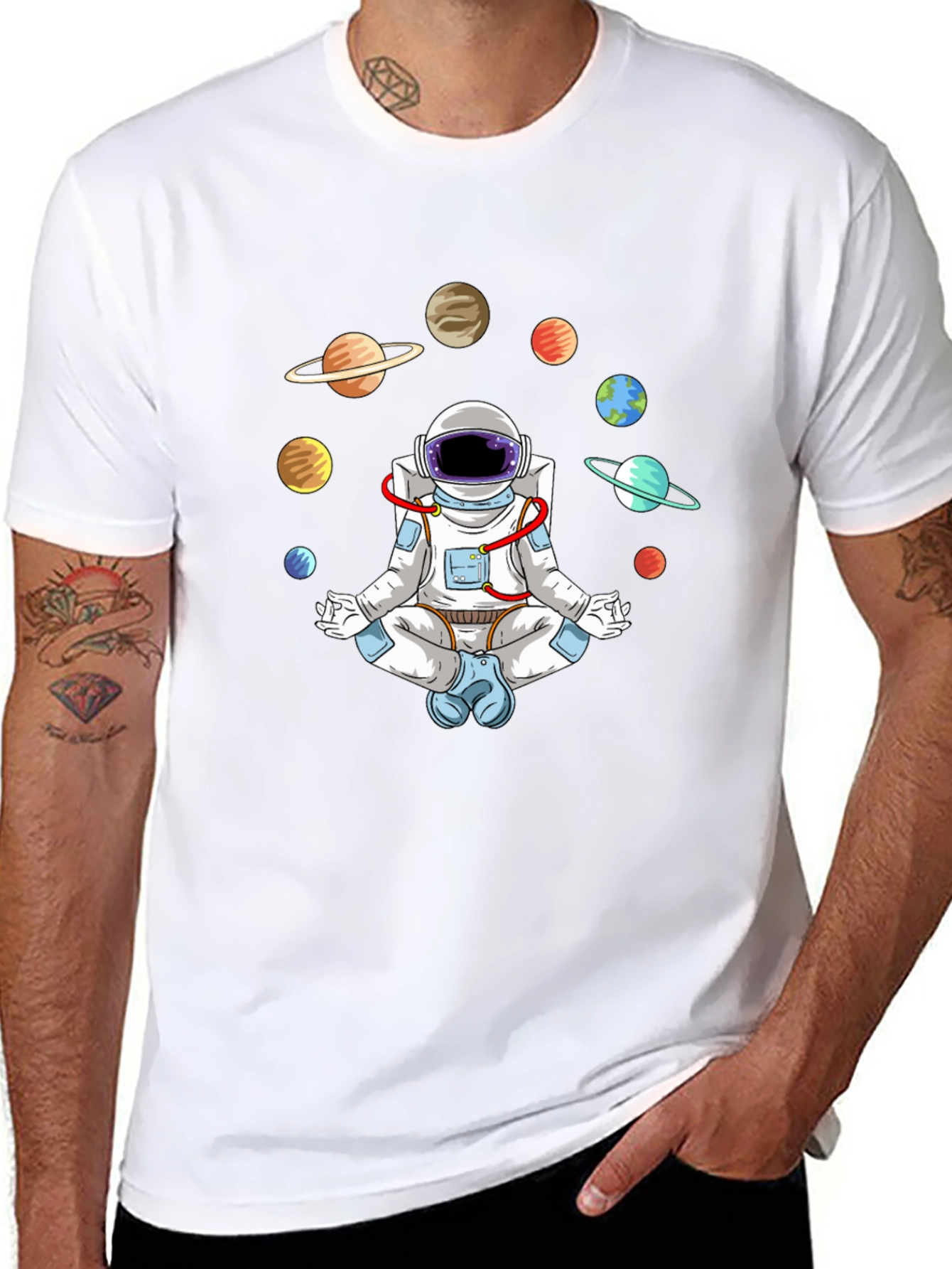 Astronaut Meditating in Space T-Shirt
