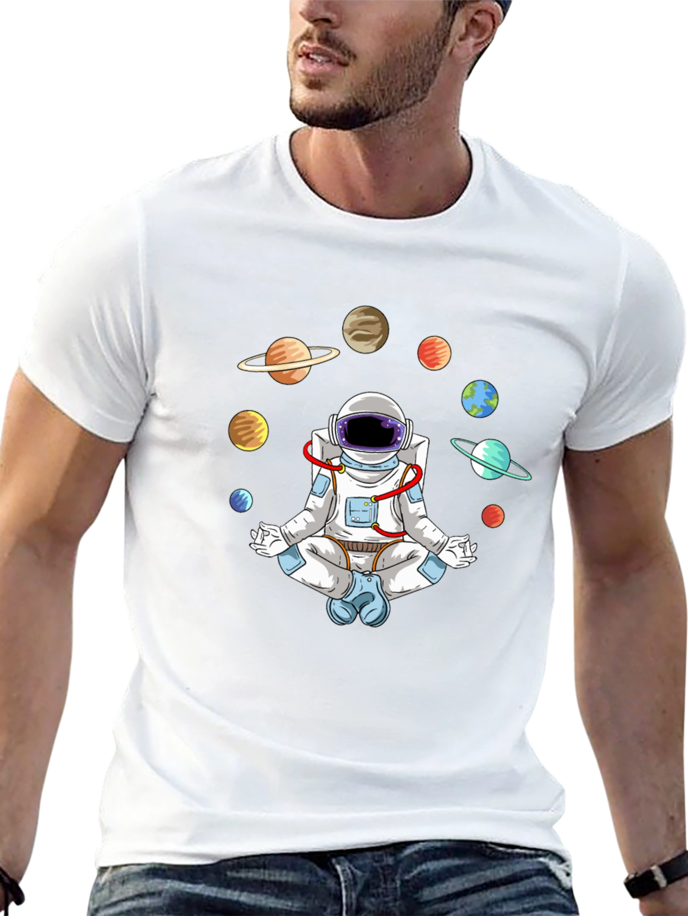 Astronaut Meditating in Space T-Shirt