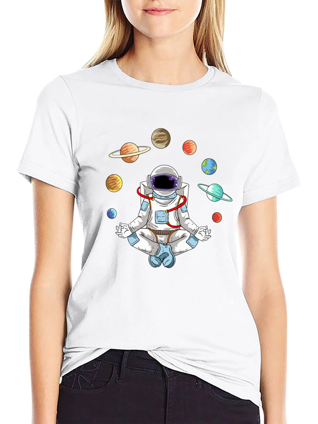 Astronaut Meditating in Space T-Shirt