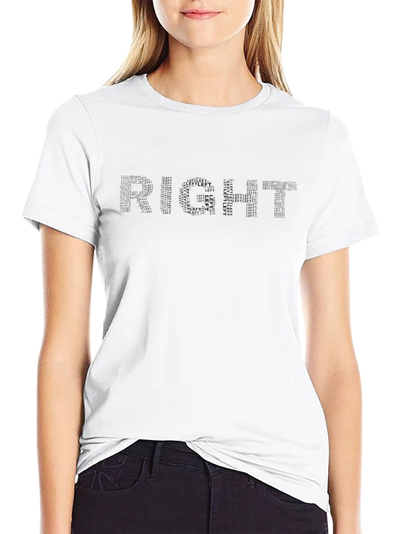 Right Word Art Black Graphic Tee Shirt