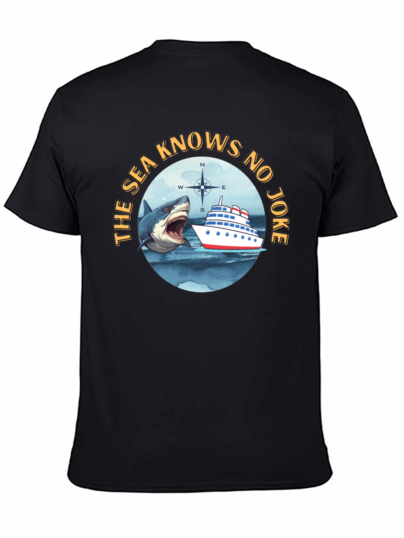 The Sea Knows No Joke Black T-Shirt