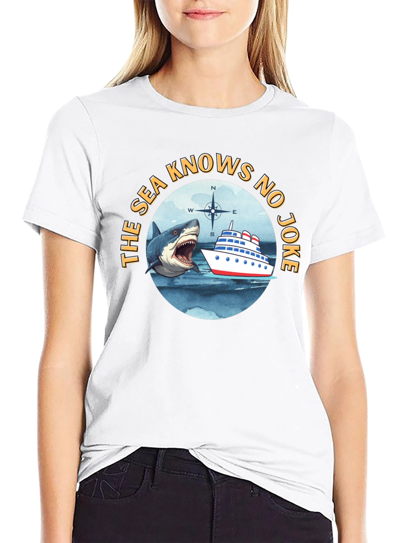 The Sea Knows No Joke Black T-Shirt