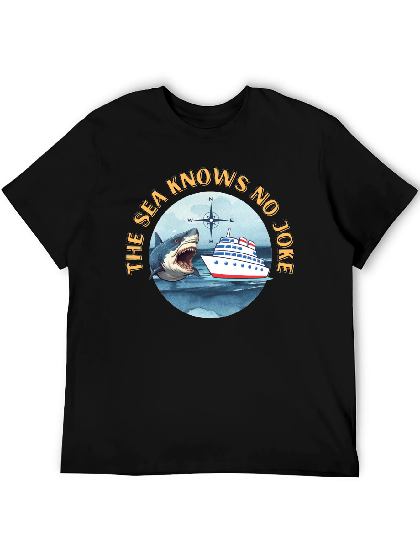 The Sea Knows No Joke Black T-Shirt