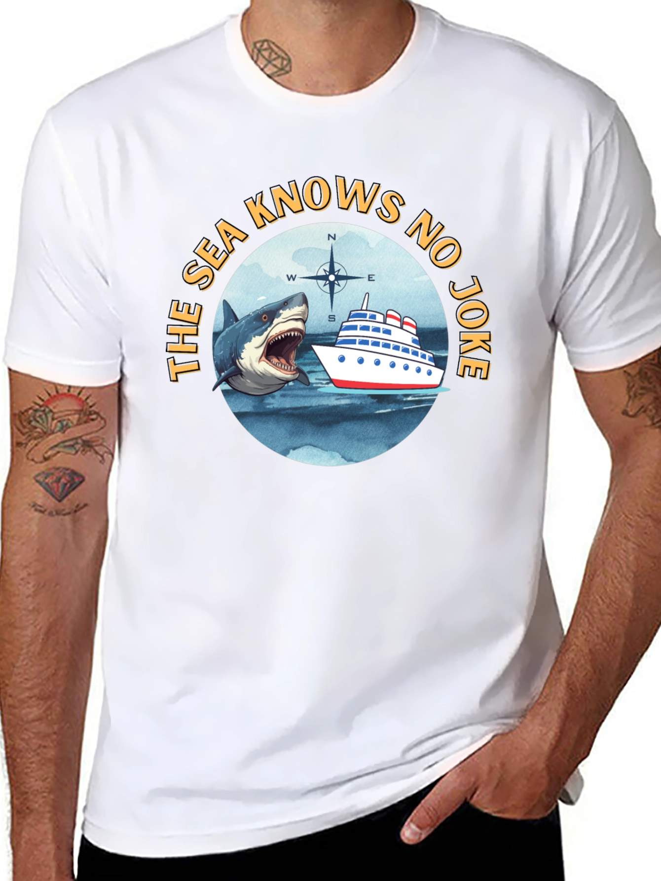 The Sea Knows No Joke Black T-Shirt