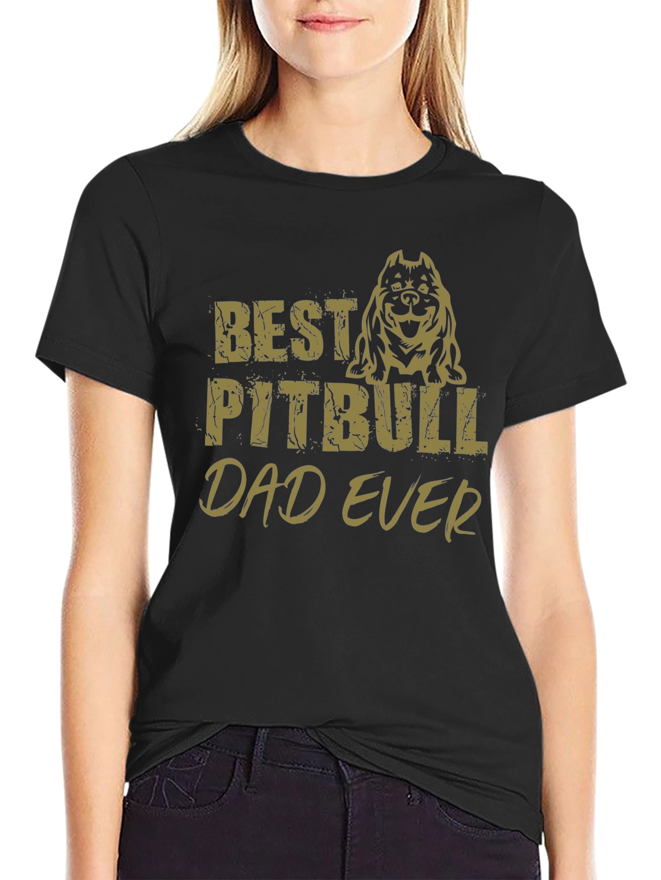 Best Pitbull Dad Ever Black T-Shirt