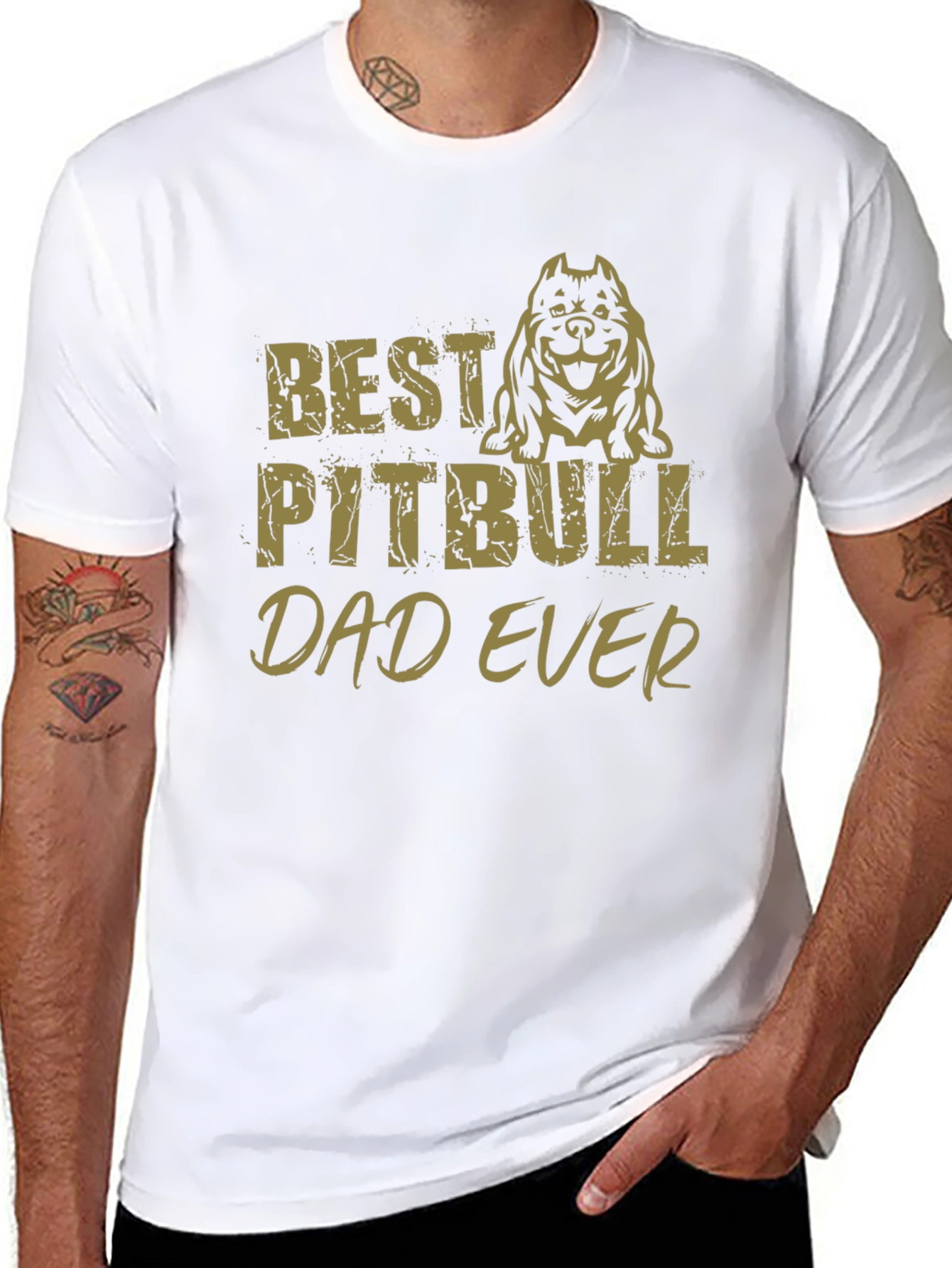 Best Pitbull Dad Ever Black T-Shirt