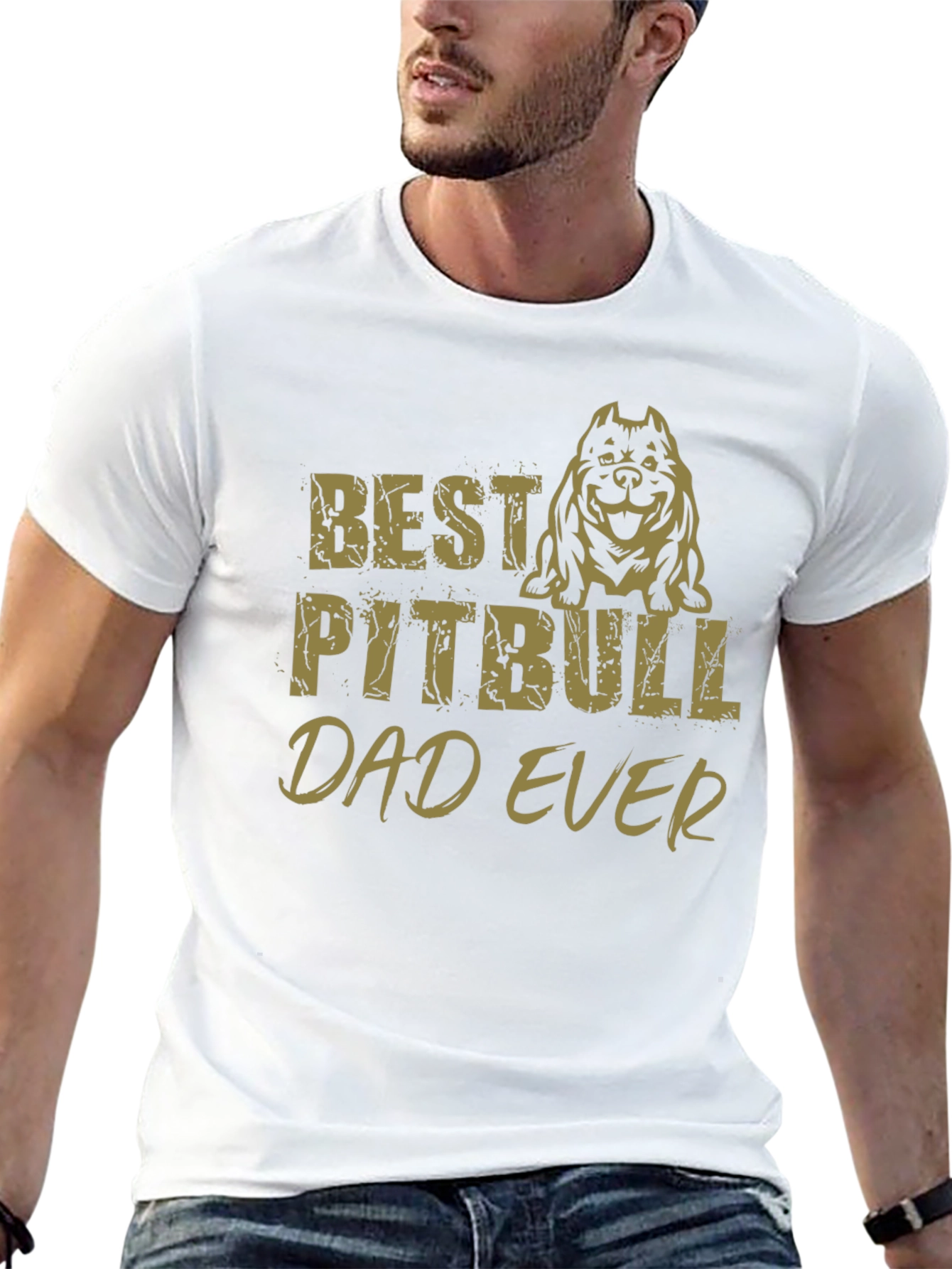 Best Pitbull Dad Ever Black T-Shirt