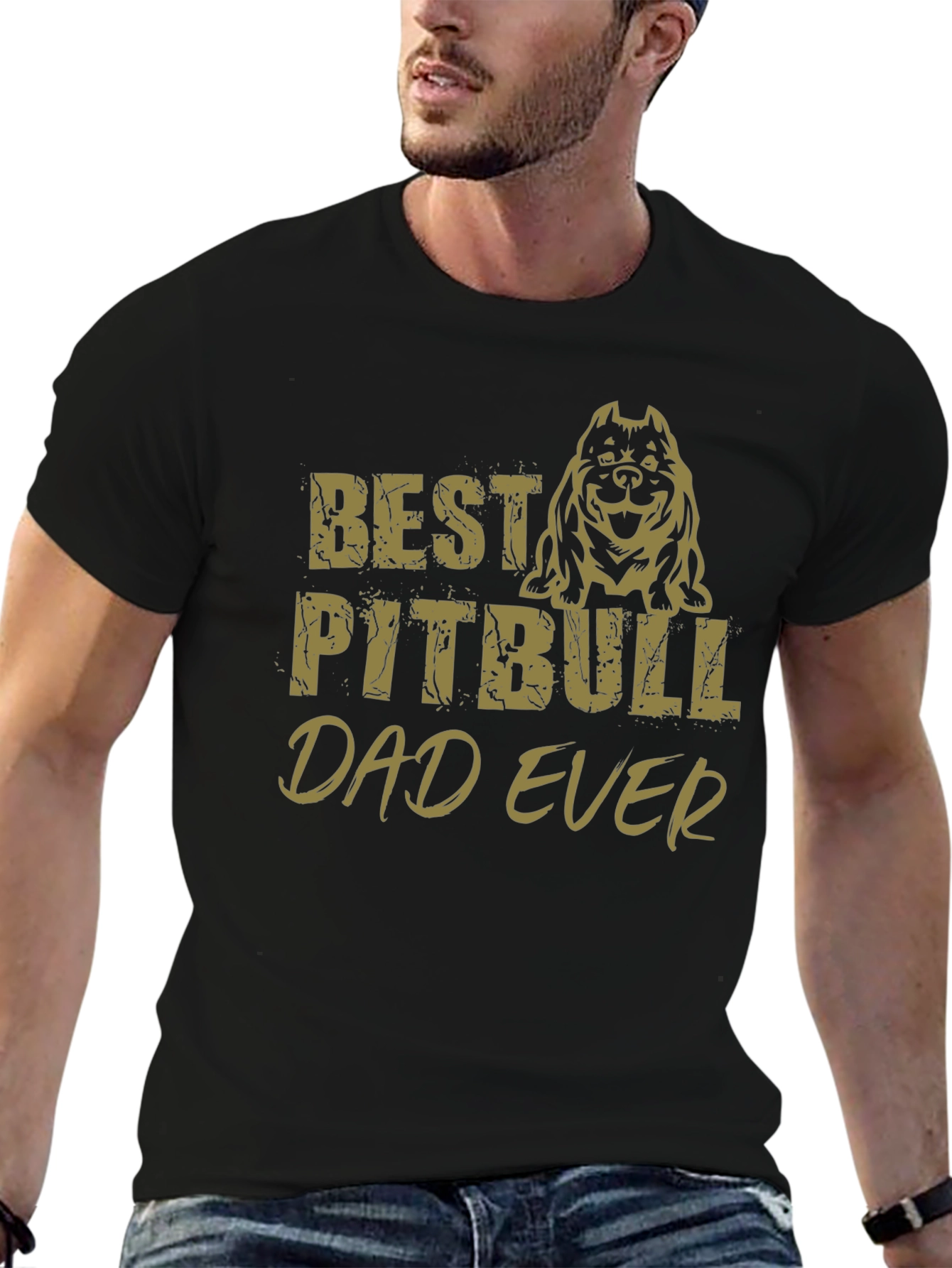 Best Pitbull Dad Ever Black T-Shirt