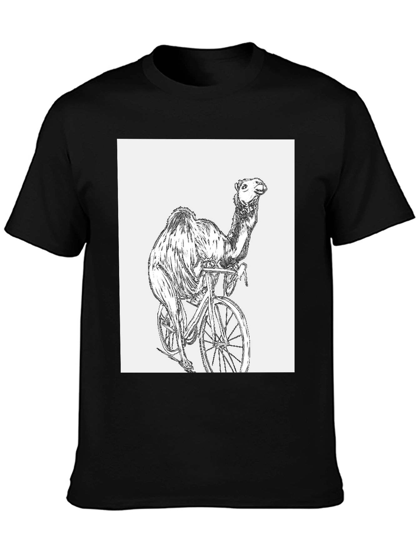Camel Riding Bicycle Graphic T-Shirt