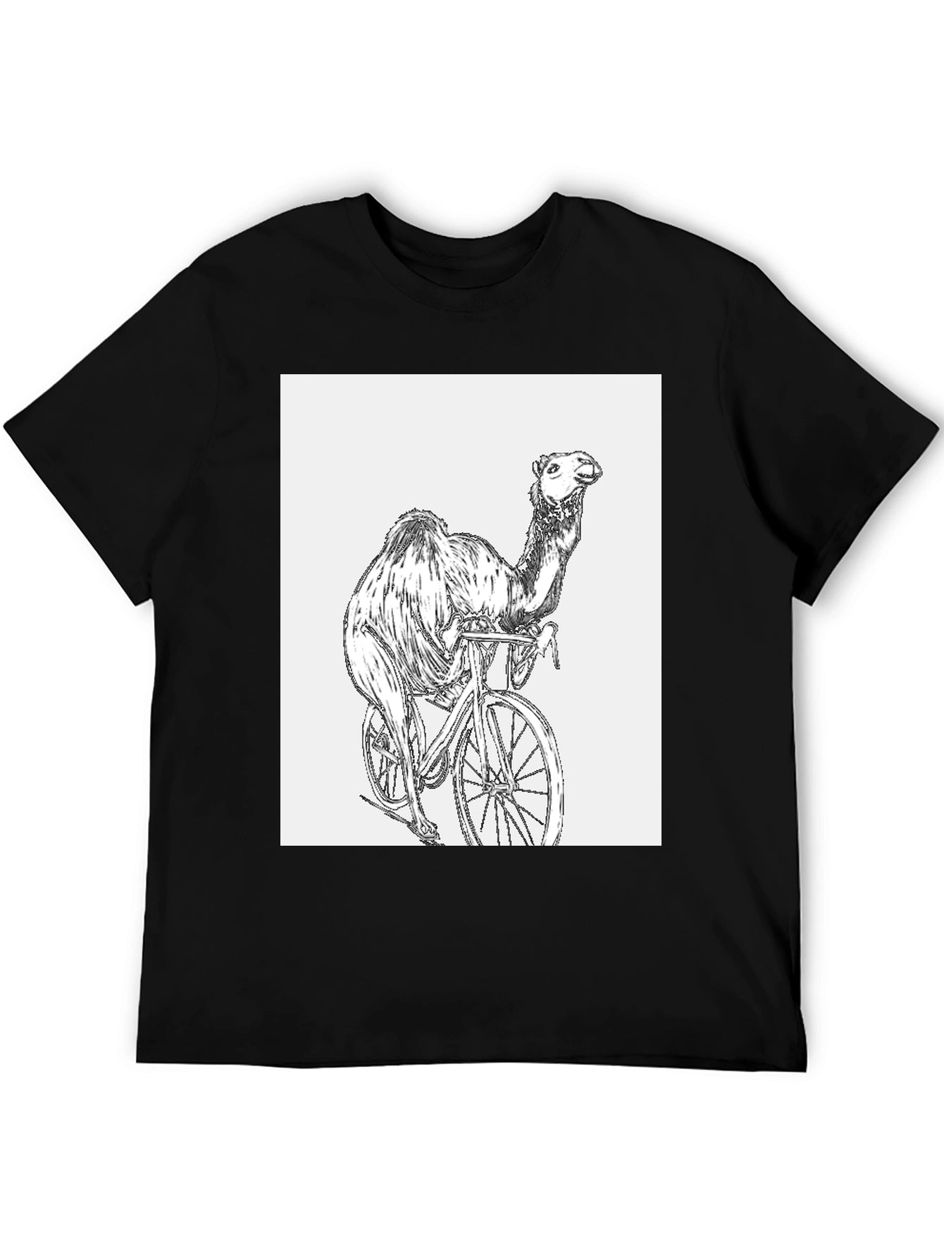 Camel Riding Bicycle Graphic T-Shirt