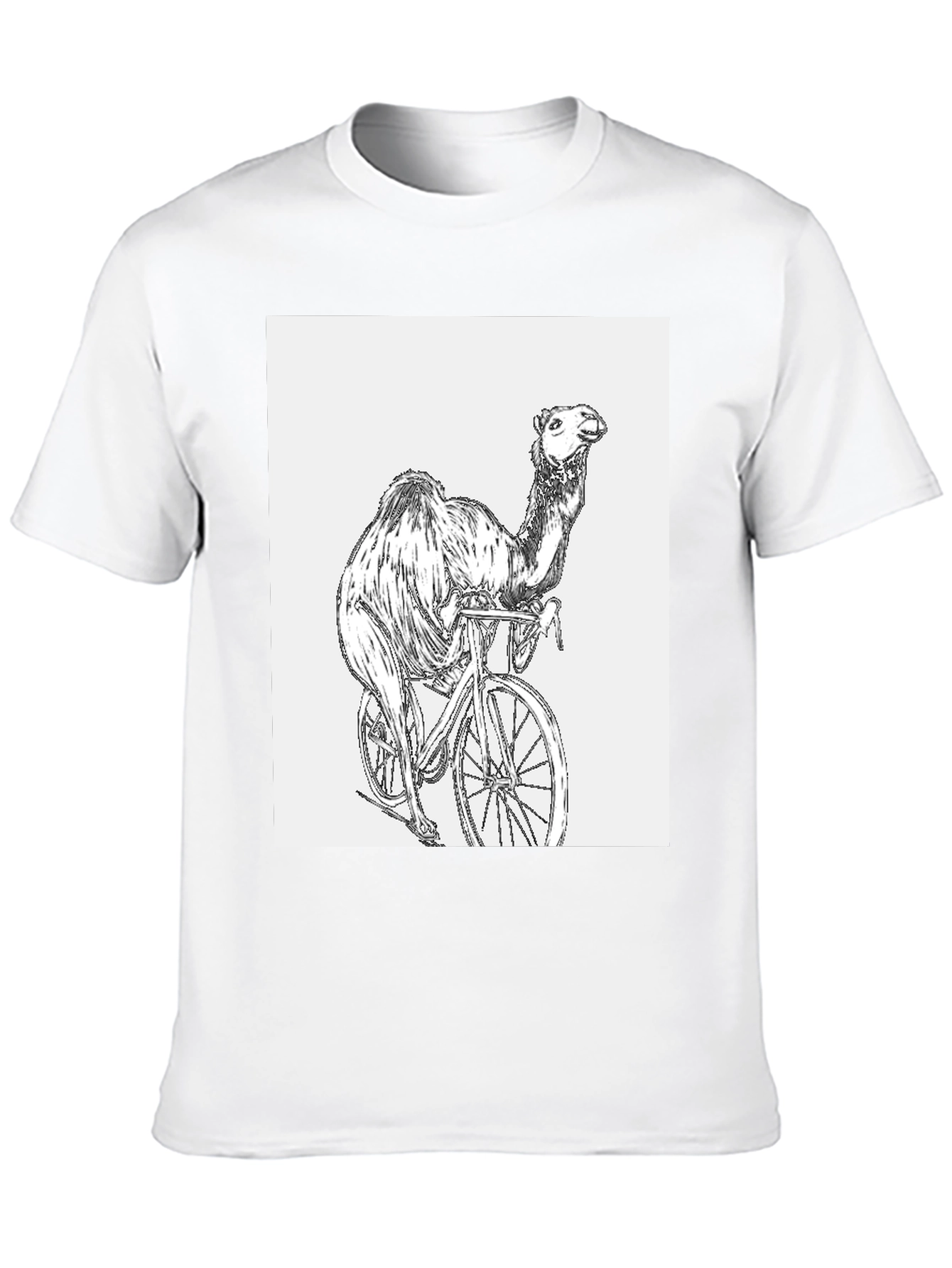 Camel Riding Bicycle Graphic T-Shirt