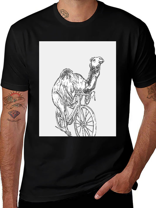 Camel Riding Bicycle Graphic T-Shirt