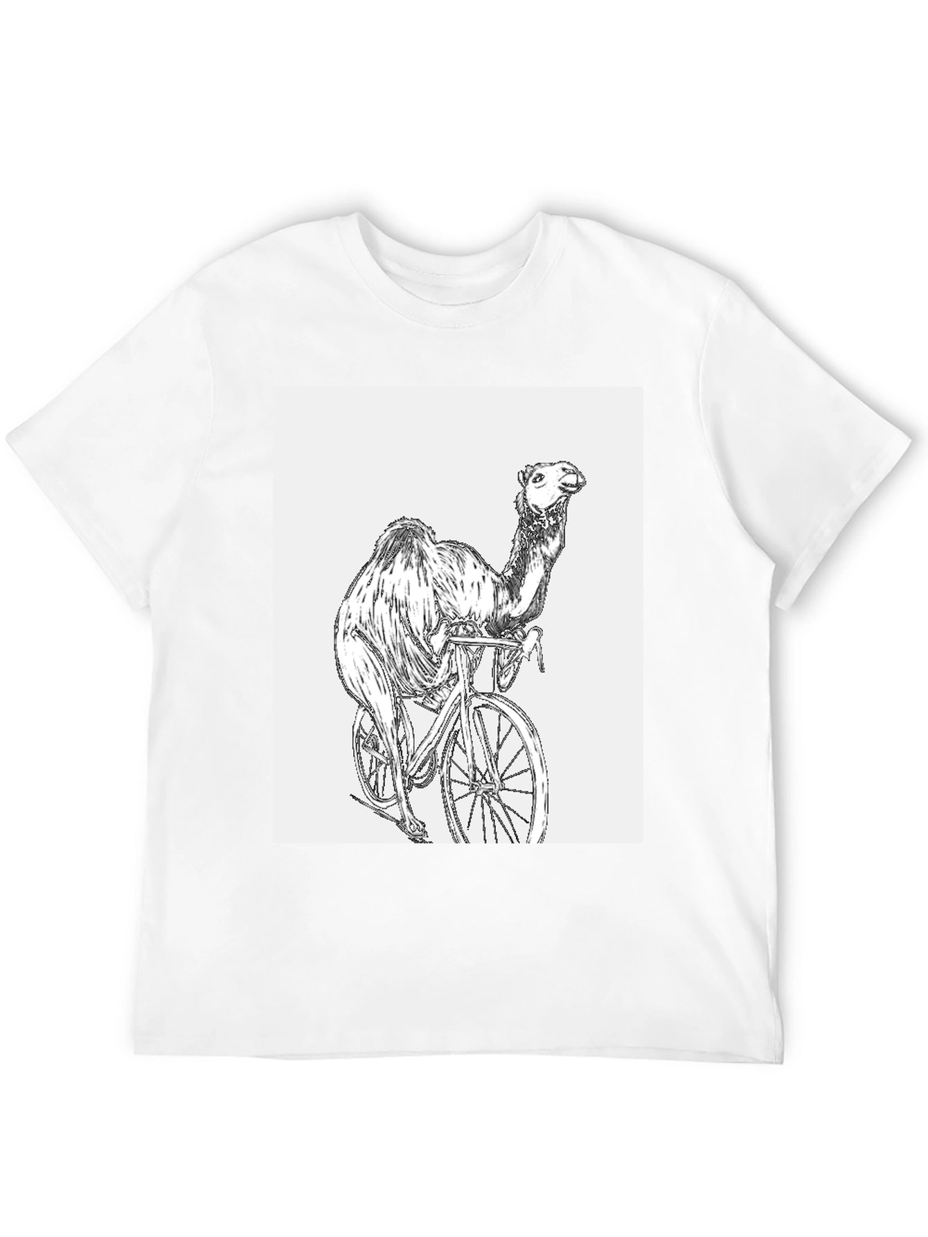 Camel Riding Bicycle Graphic T-Shirt
