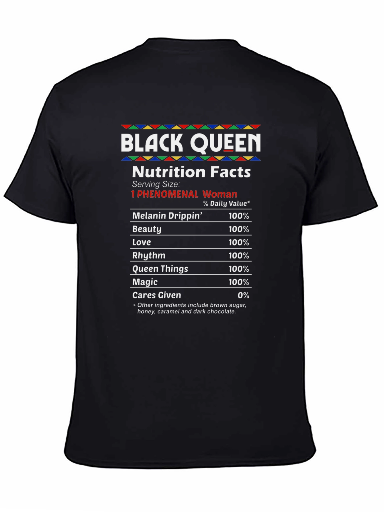Black Queen Nutrition Facts Graphic T-Shirt
