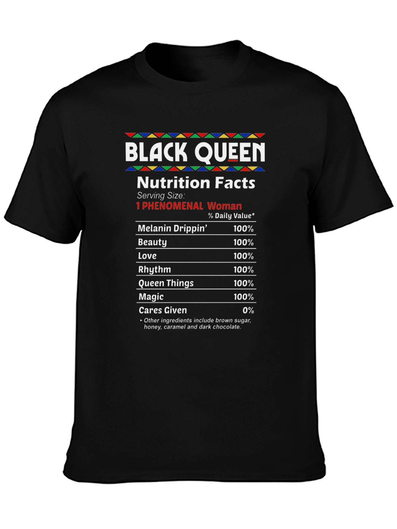 Black Queen Nutrition Facts Graphic T-Shirt
