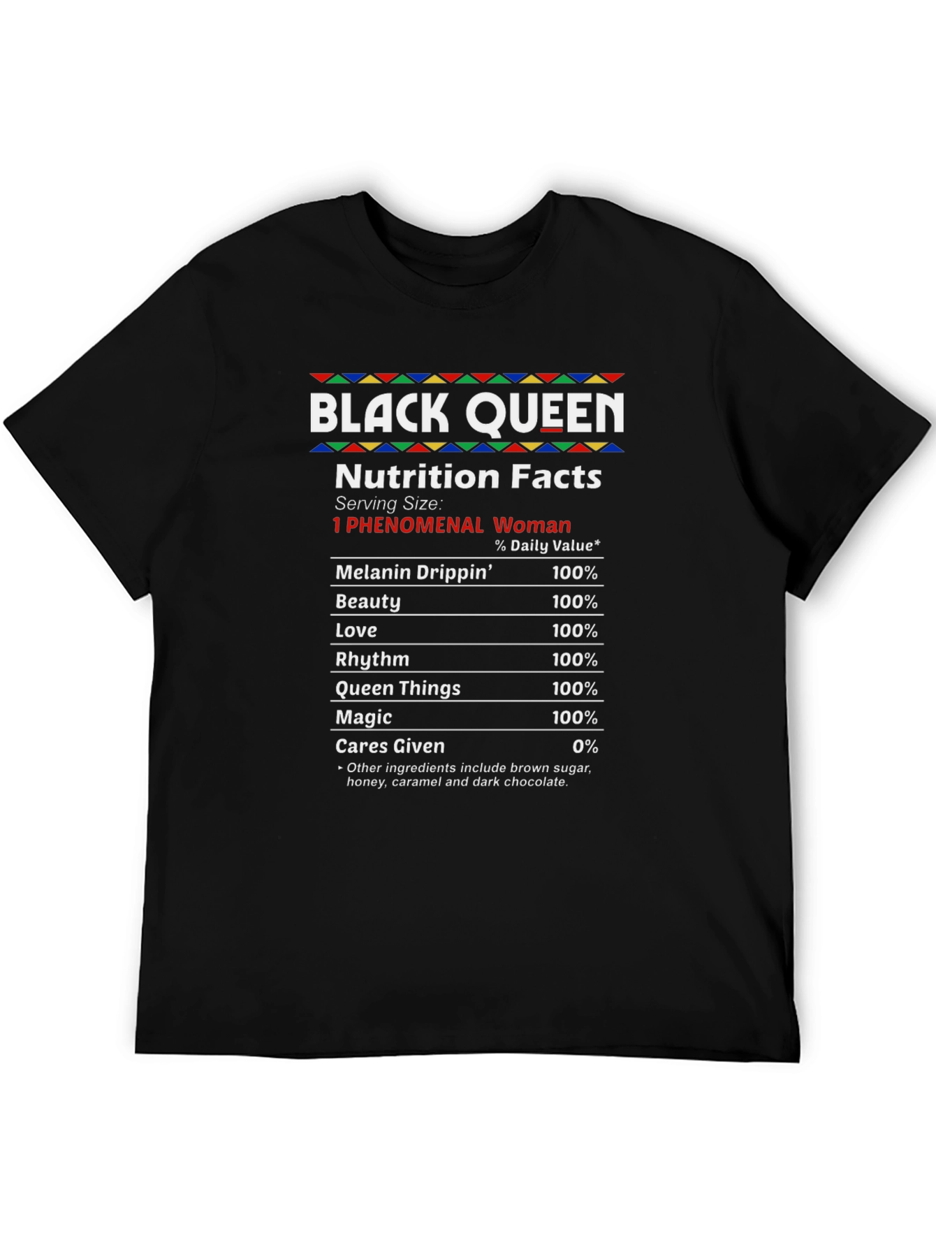 Black Queen Nutrition Facts Graphic T-Shirt